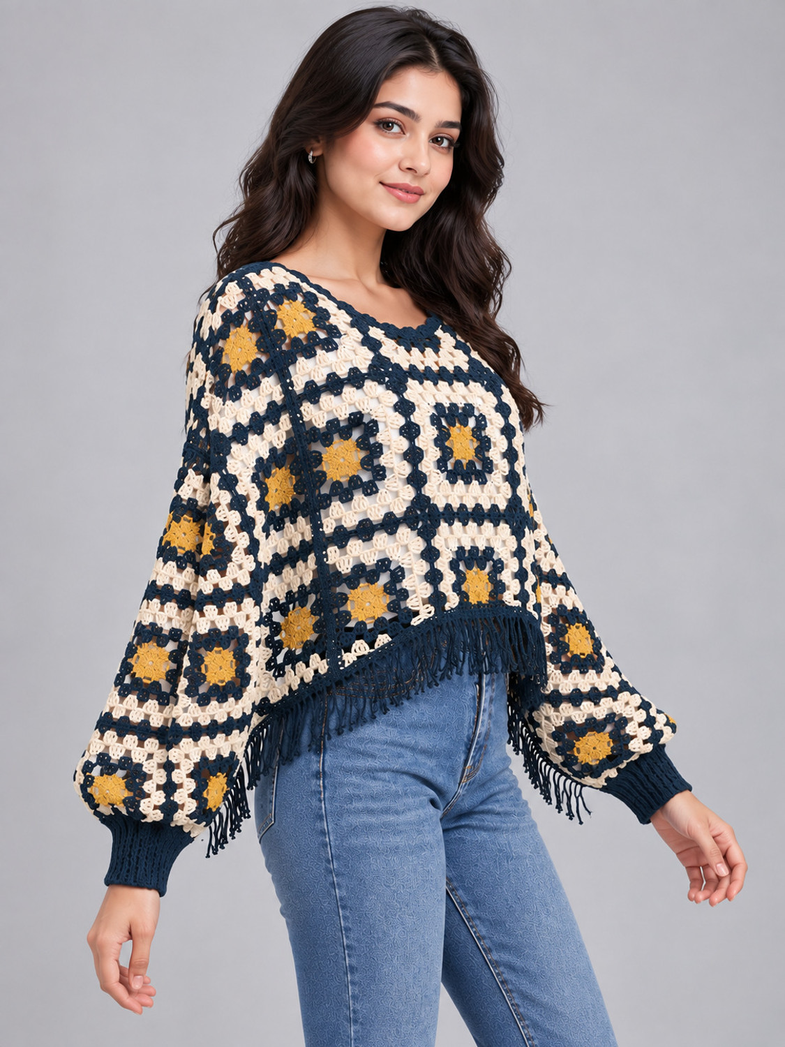 Image of KOTTY Casual Flared Sleeves Self Design Women Multicolor Top