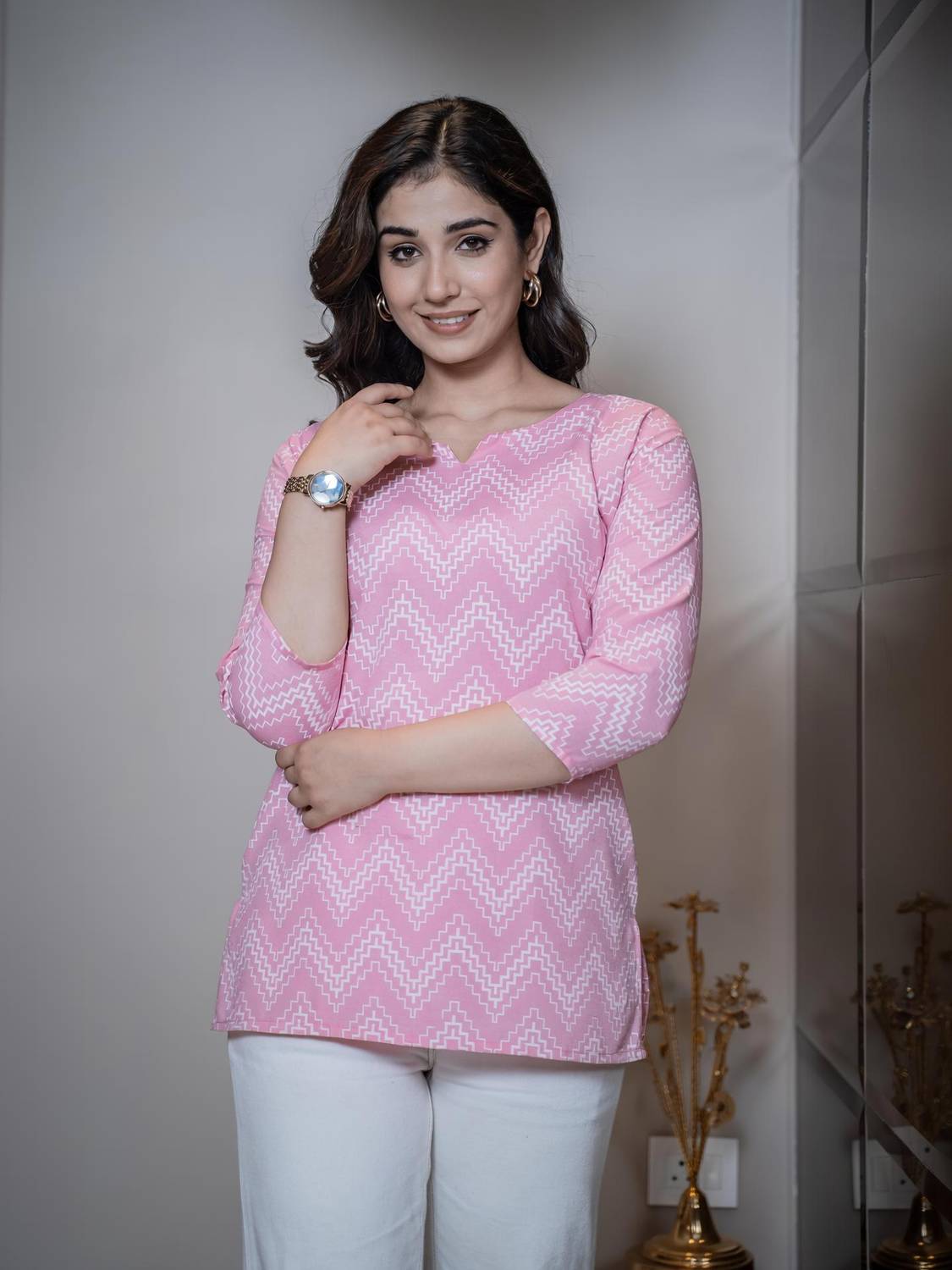 Adnika collection Formal Printed Women Pink Top
