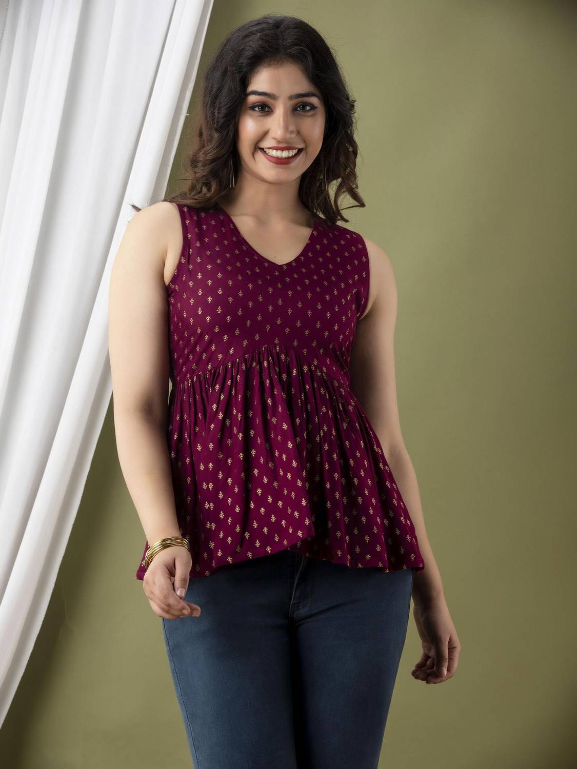 CELEBRAVO Casual Printed Women Purple Top