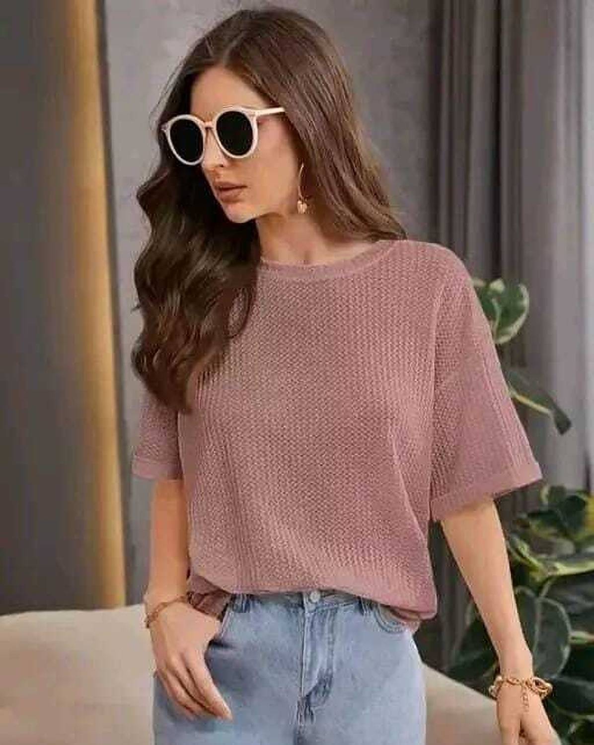 2013 USK COLLECTION Casual Solid Women Pink Top