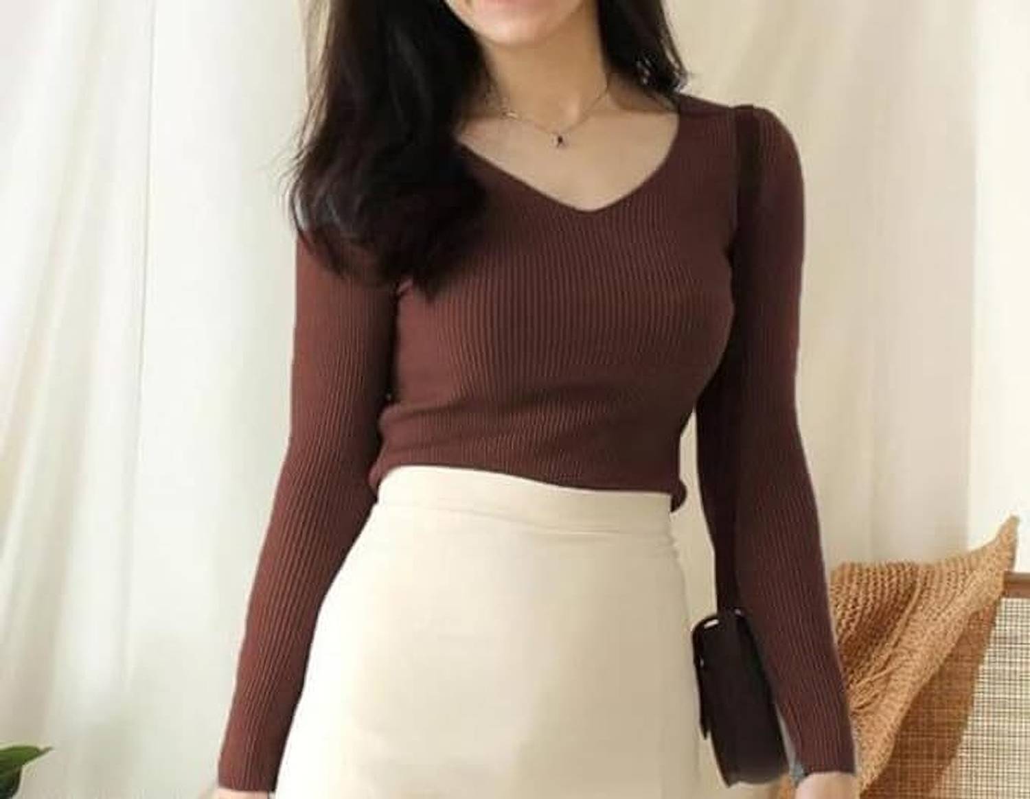 Boldpick Casual Solid Women Brown Top