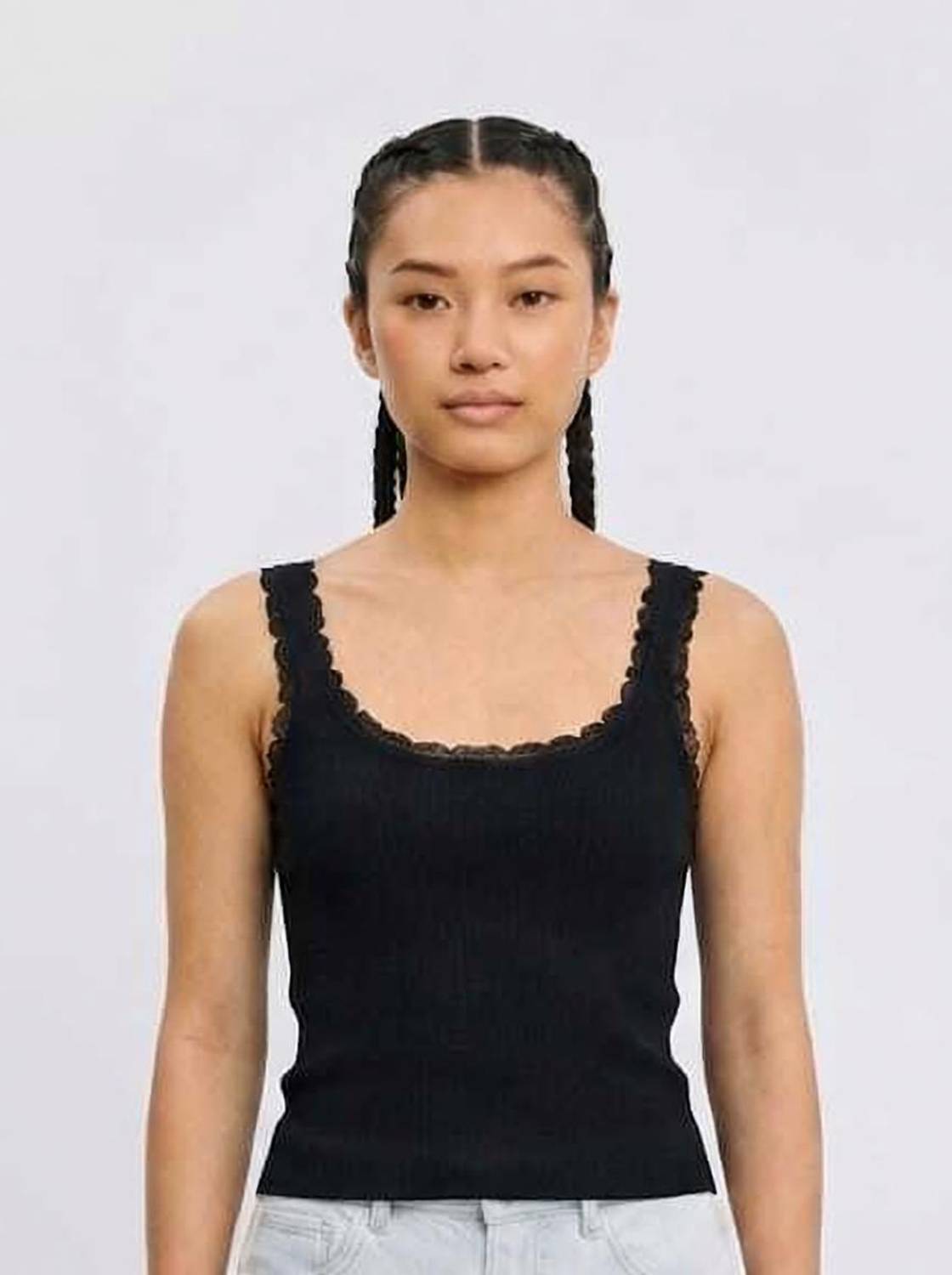 BOKKA Casual Lace, Solid Women Black Top