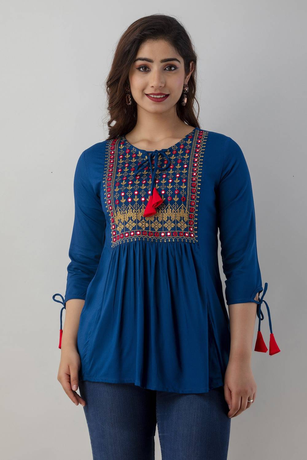 WOMENISHKURTI Women Embroidered Flared Kurta