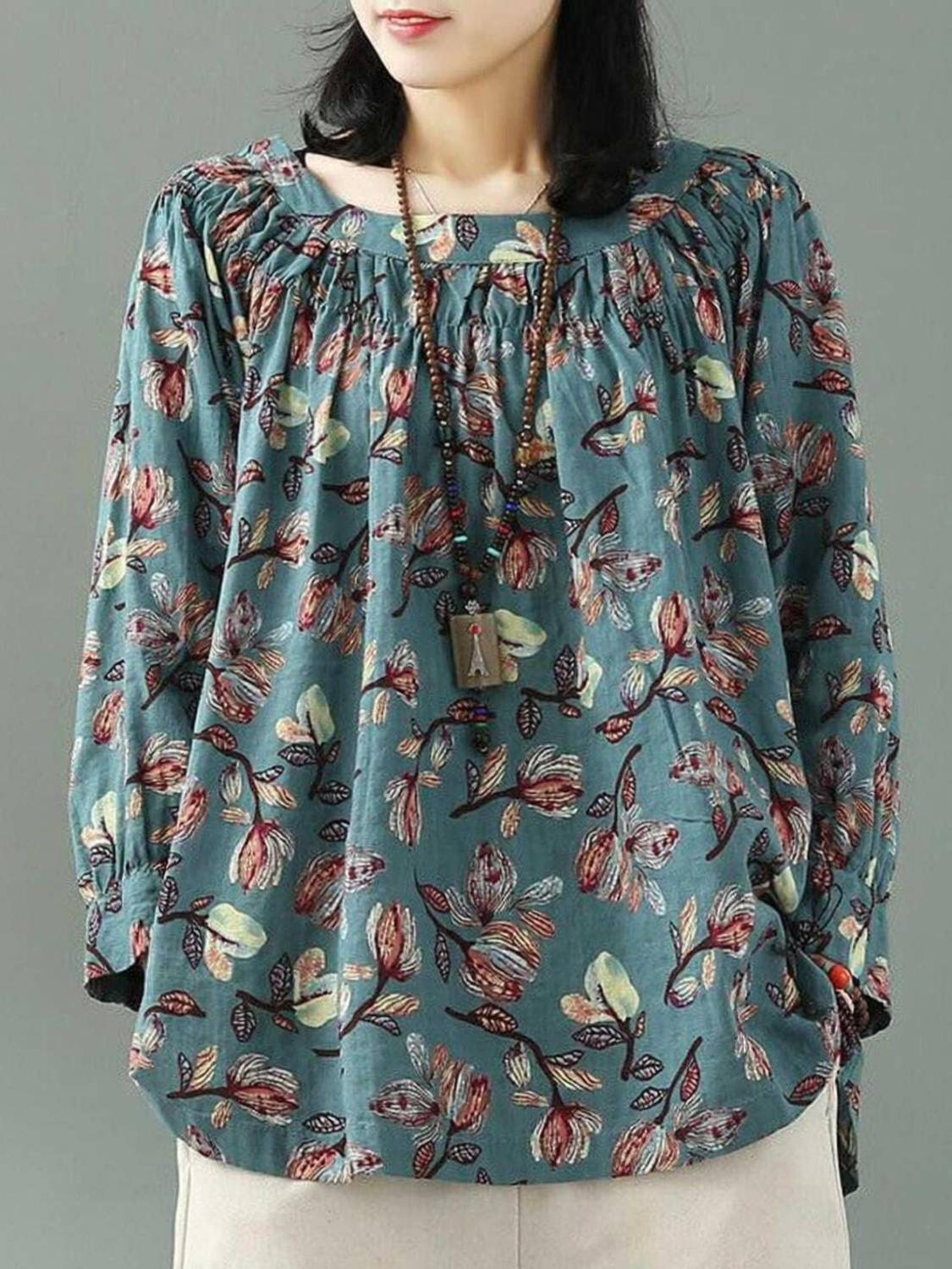 LADY ZOOM Party Printed Women Grey Top