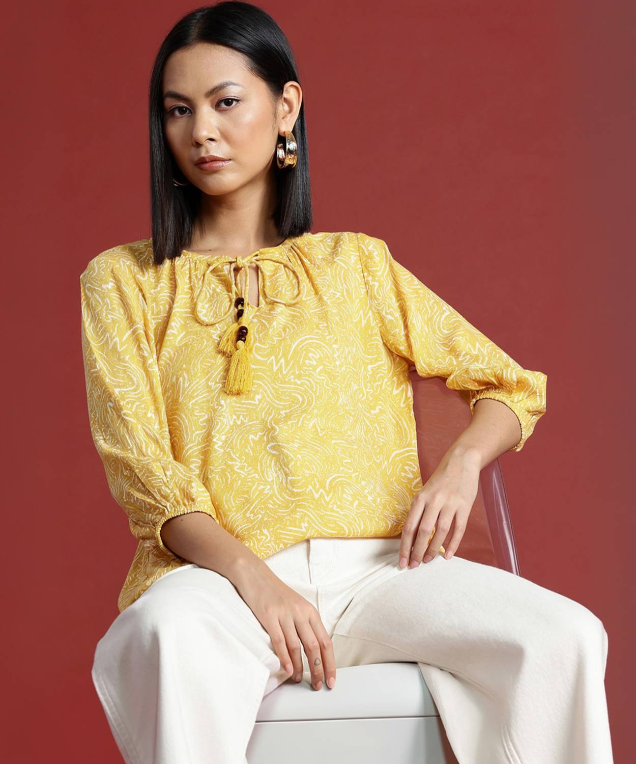 all about you Casual Printed Women Yellow Top