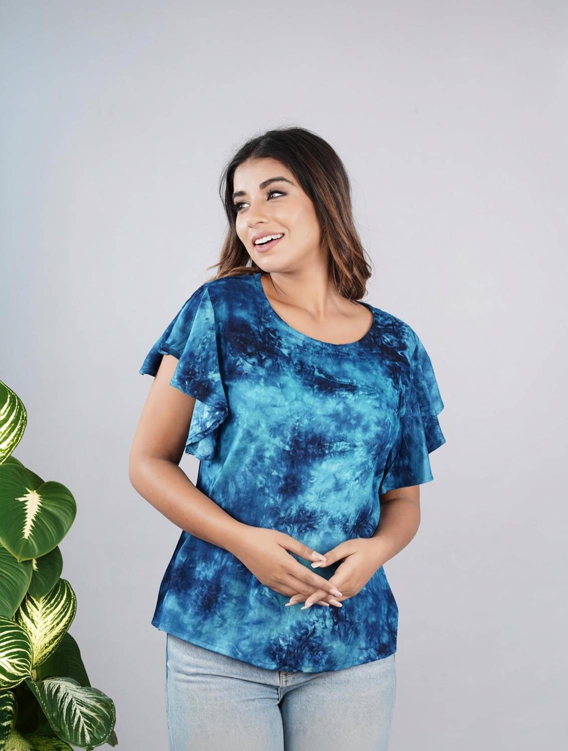 Bachuu Casual Tie & Dye Women Blue Top