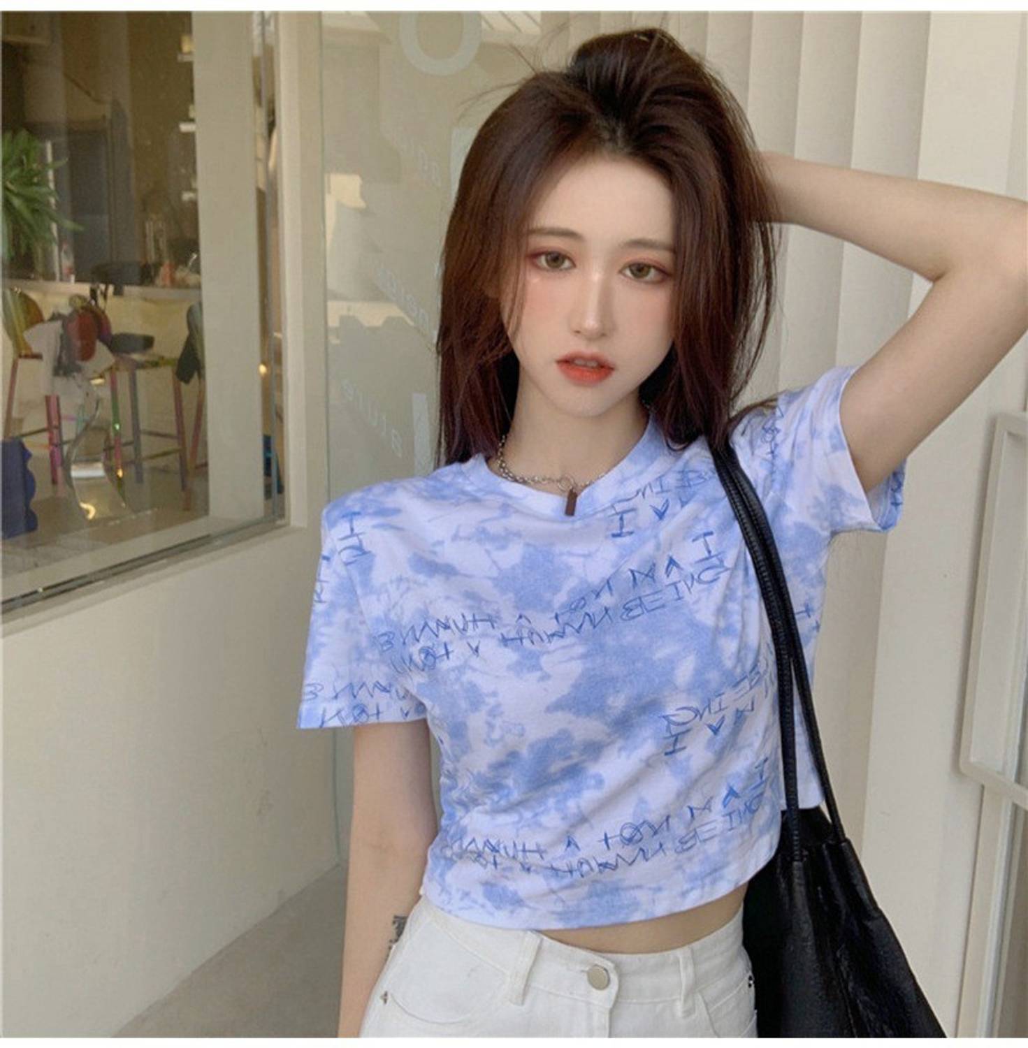 BoStreet Casual Tie & Dye Women Blue Top