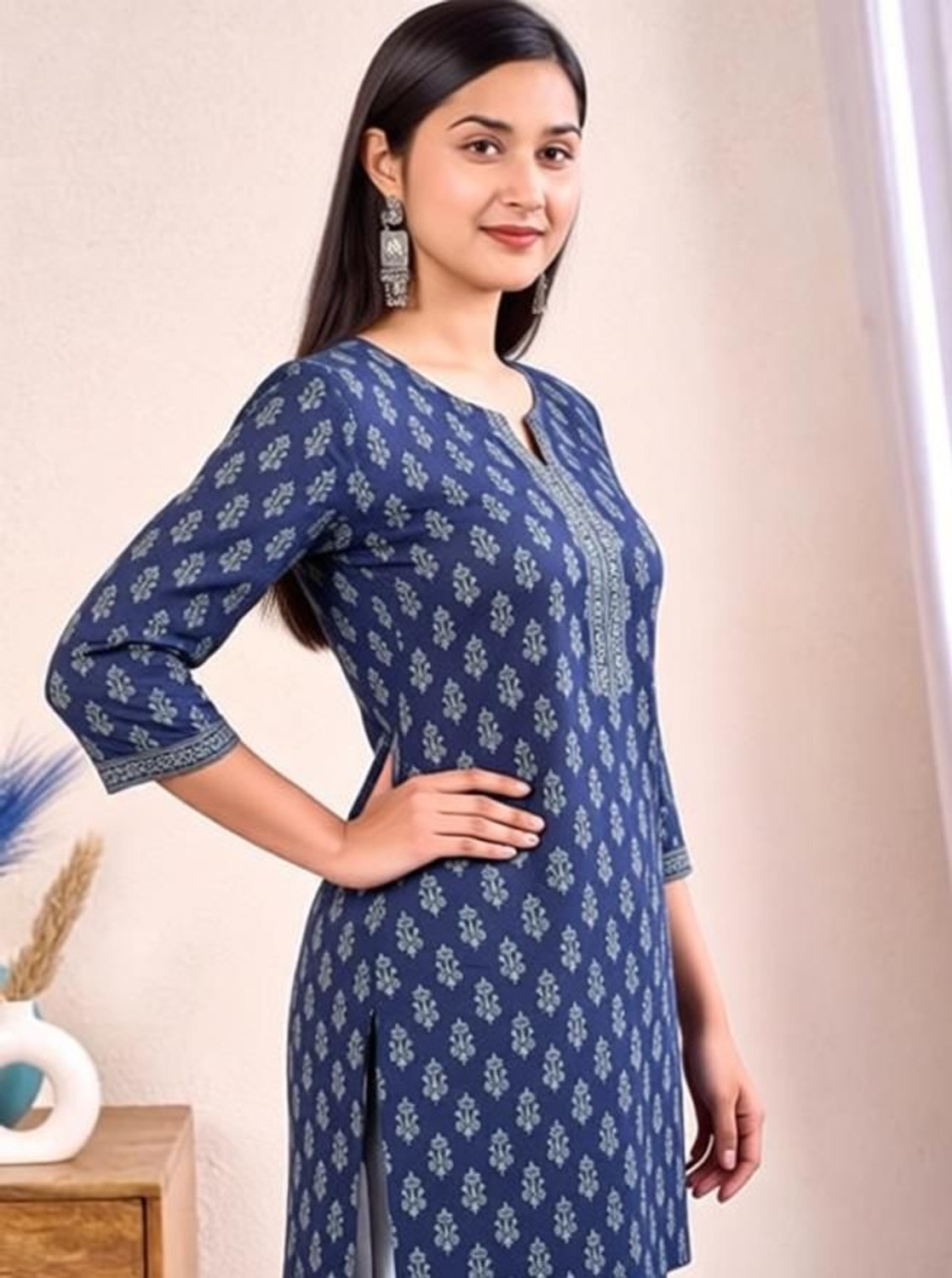 Image of SANGOURI Casual Printed Women Blue Top