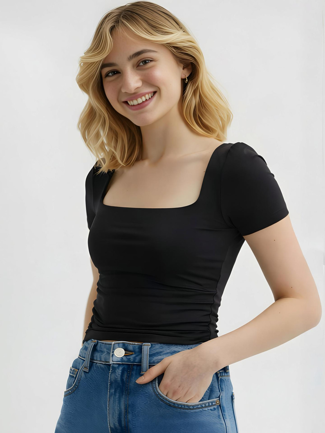SIGHTBOMB Party Solid Women Black Top
