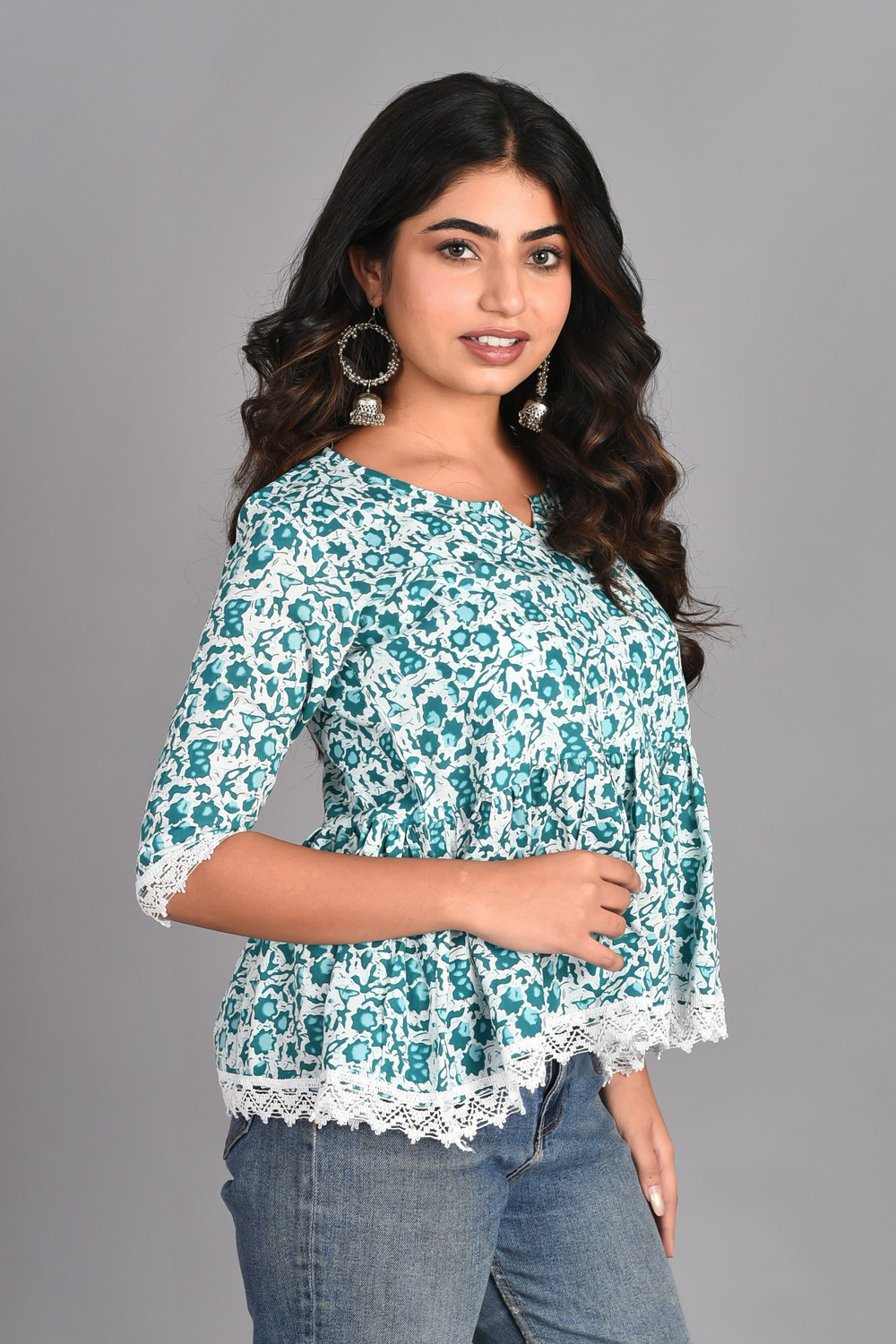 Image of Kurtari Casual Printed Women Light Blue Top