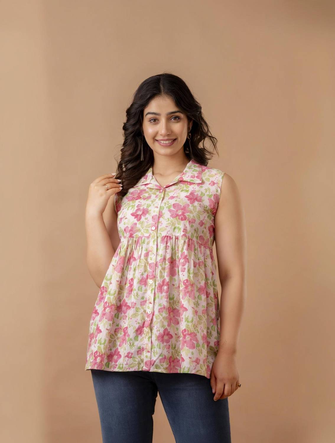 AARIKAARI Casual Printed, Floral Print Women Pink Top