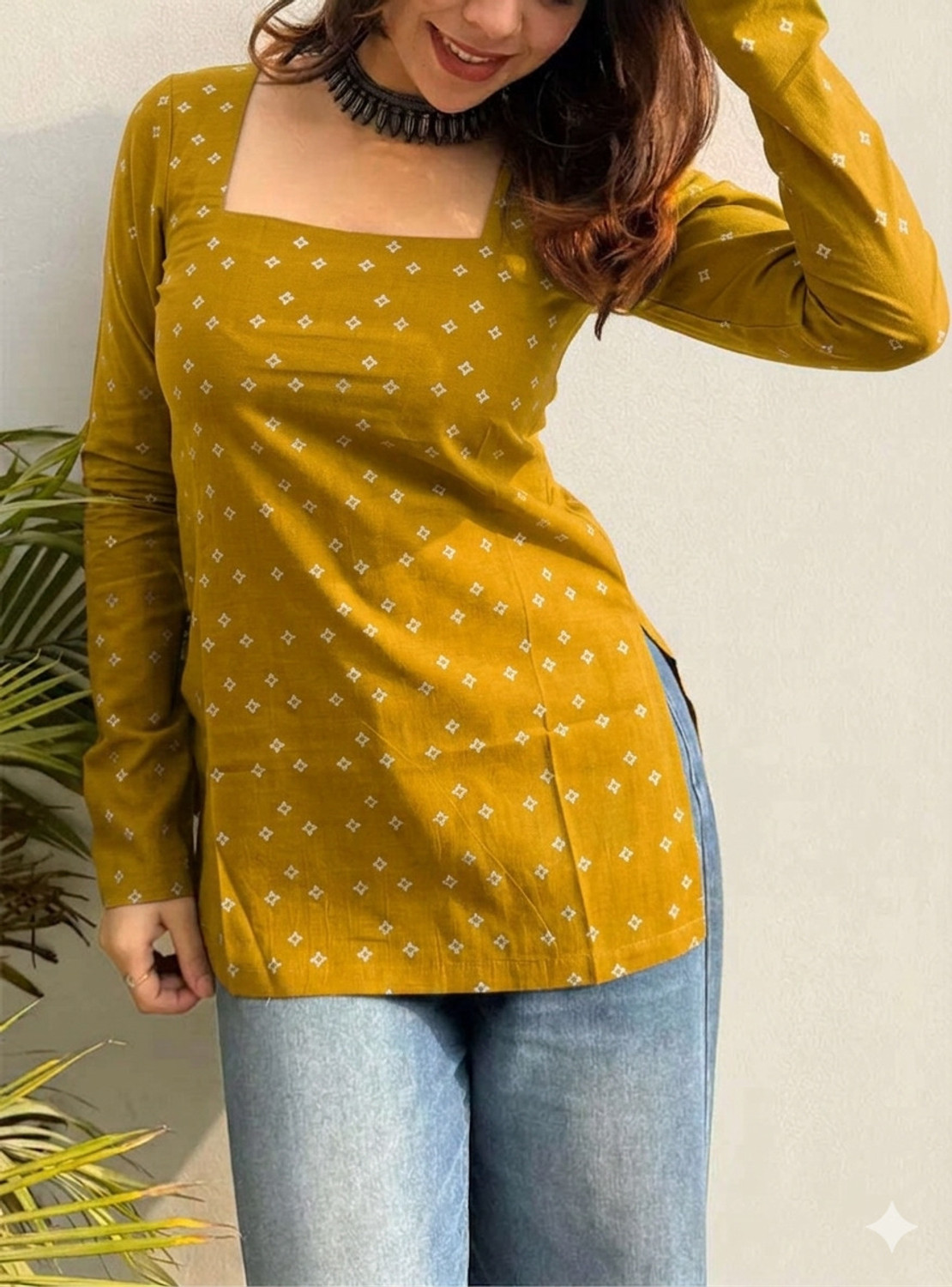 Image of Unmani4U Casual Printed Women Yellow Top