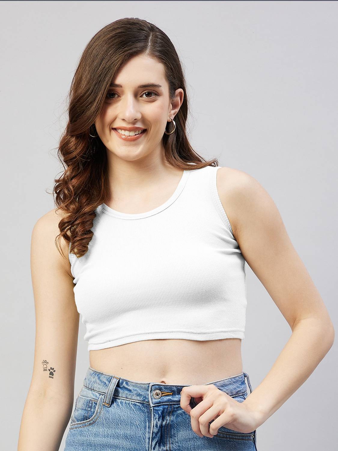 BLINKIN Casual Solid Women White Top