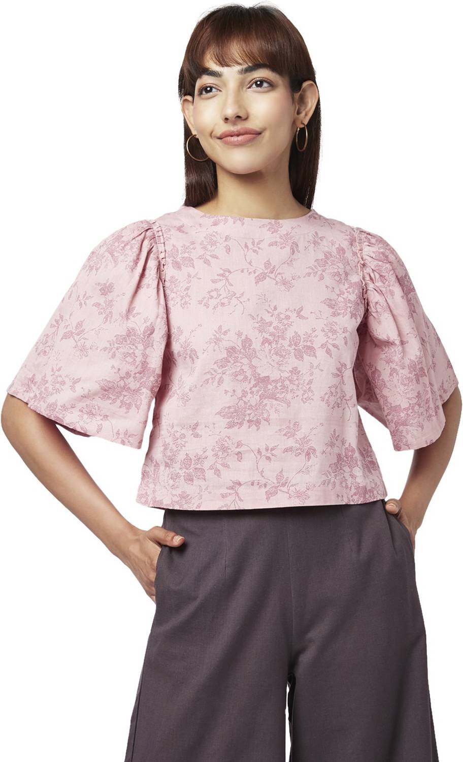 Akkriti by Pantaloons Casual Printed, Floral Print Women Pink Top