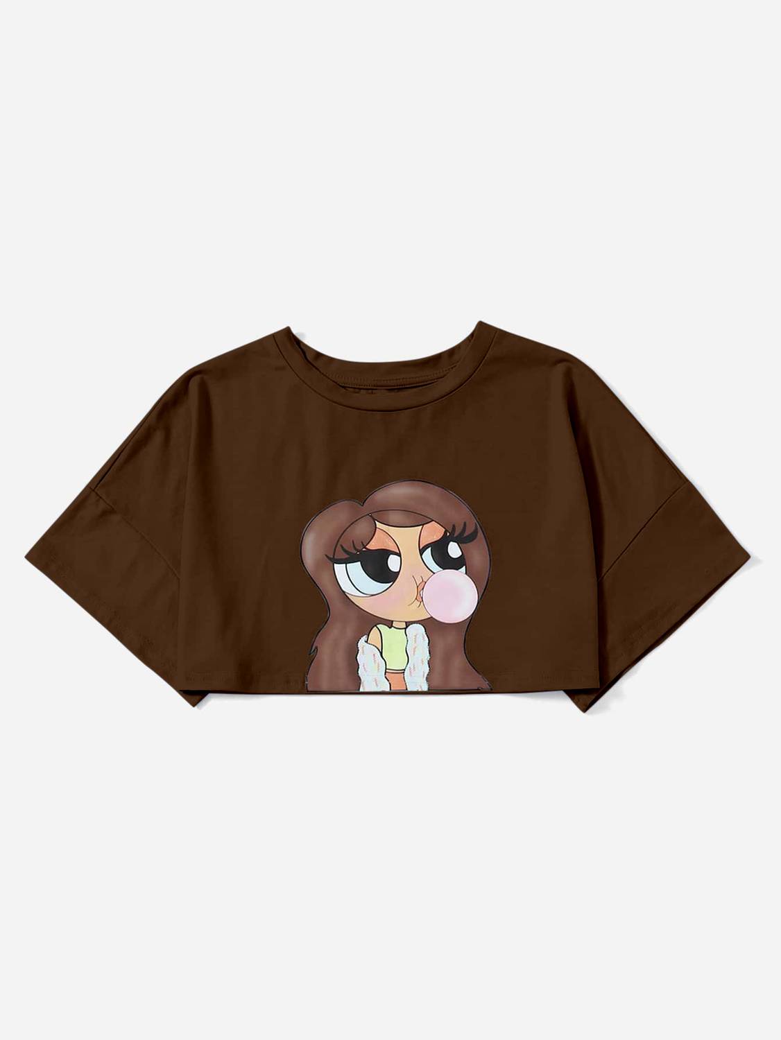 Aahwan Printed Women Round Neck Brown T-Shirt