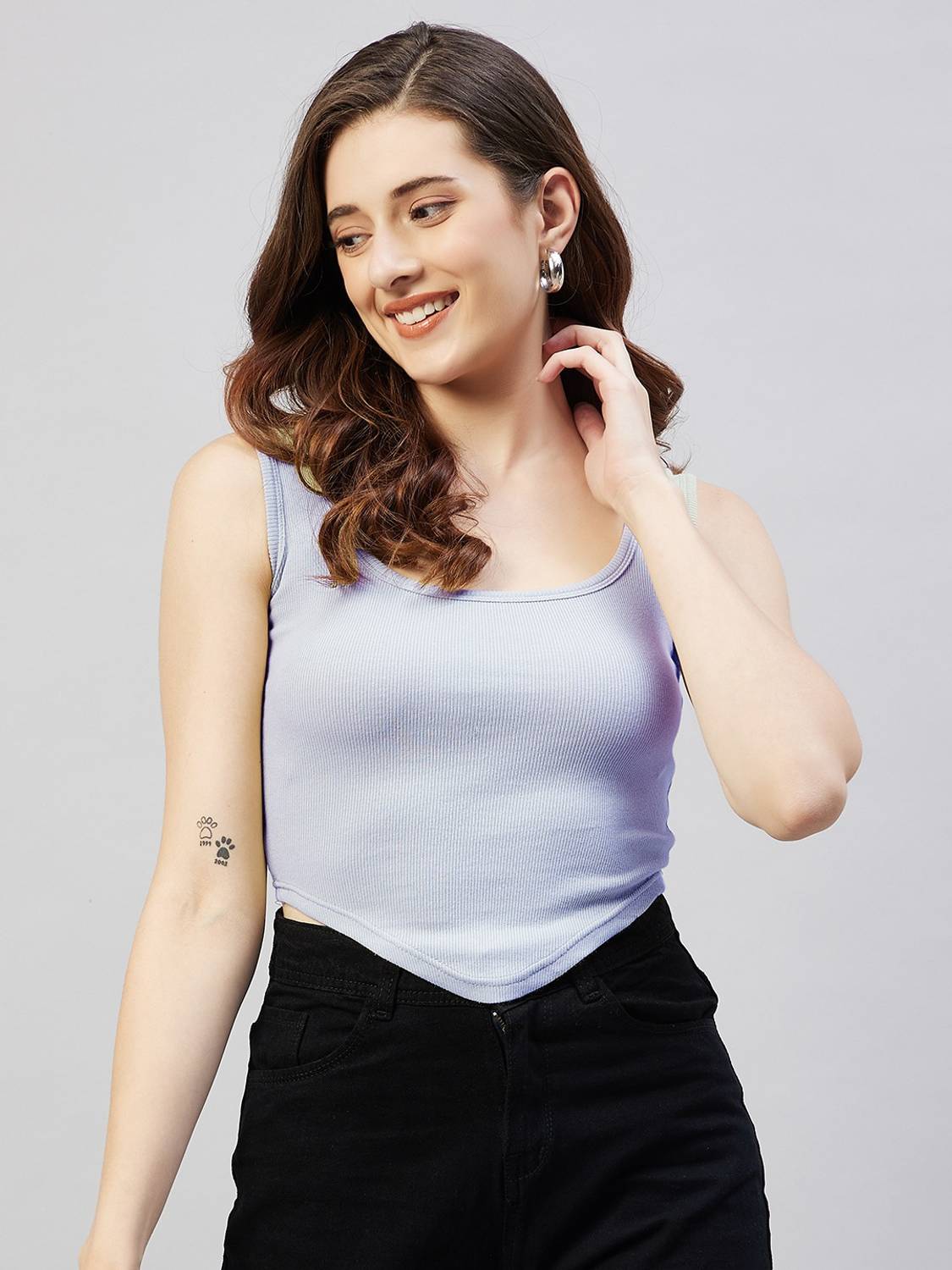 BLINKIN Casual Striped Women Light Blue Top