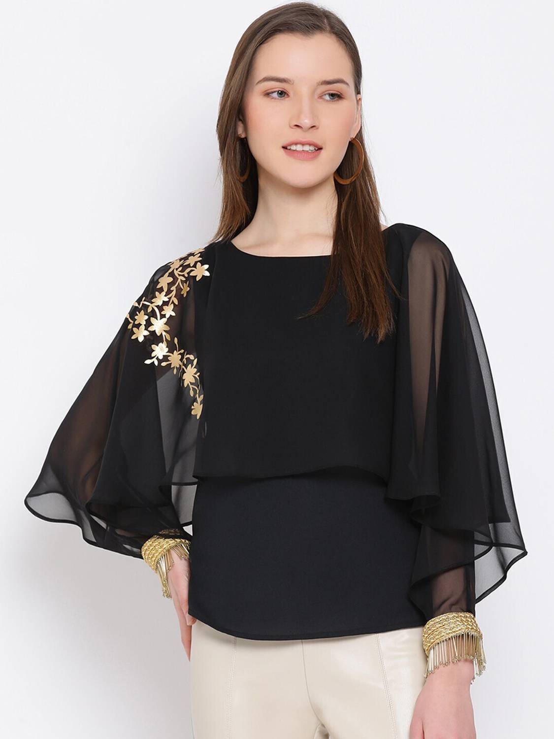 OTIRA Casual Solid Women Black Top