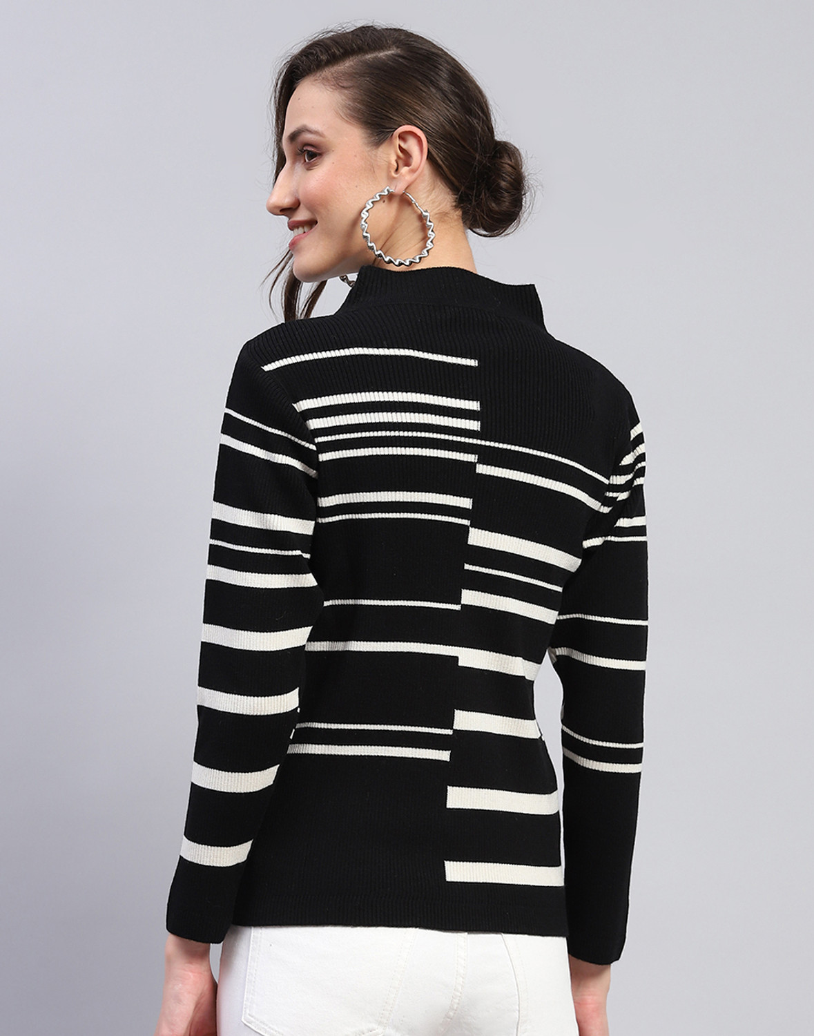 Image of MONTE CARLO Casual Striped Women Black Top