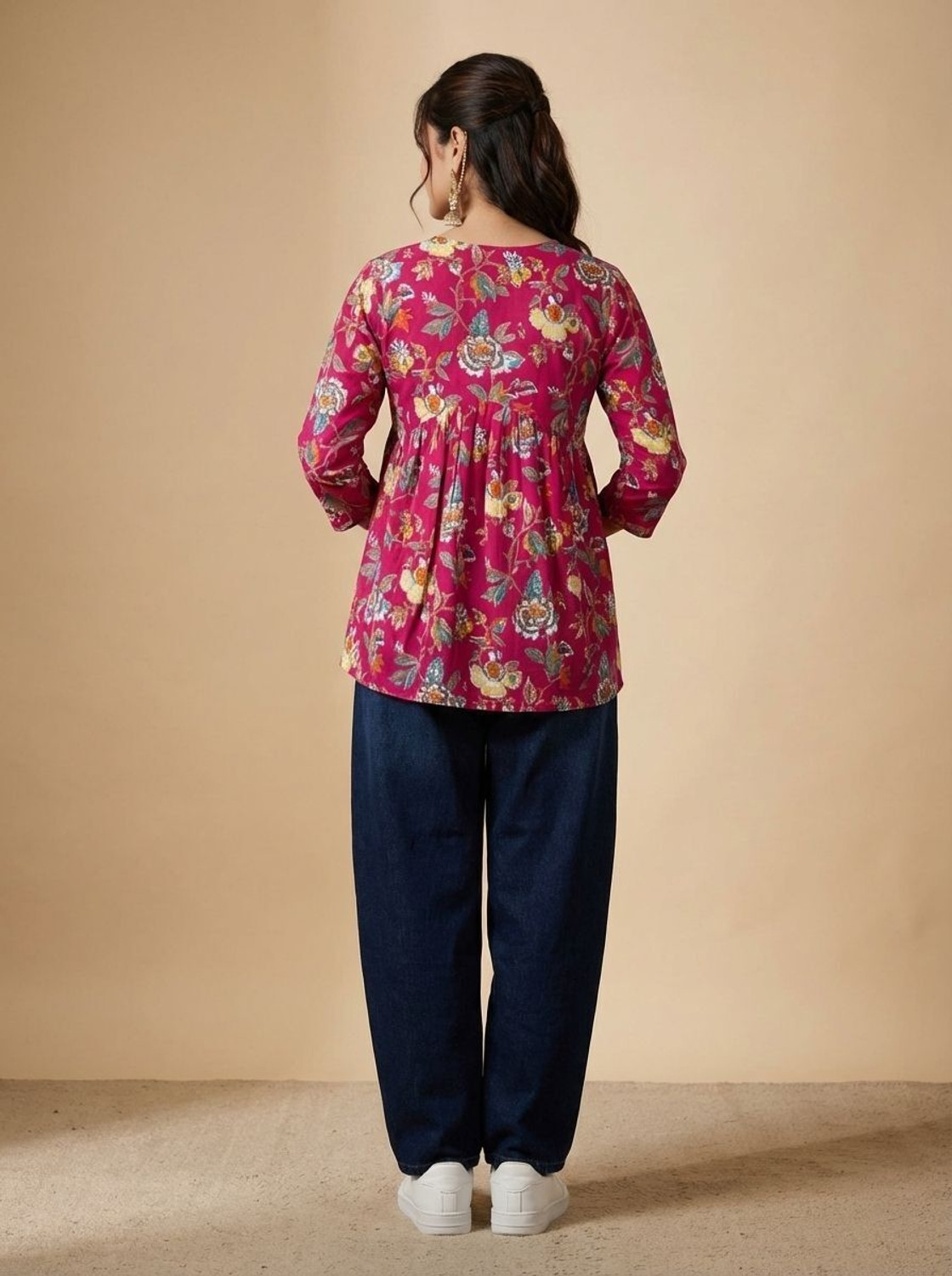 Image of glamson Casual Floral Print, Printed Women Pink Top