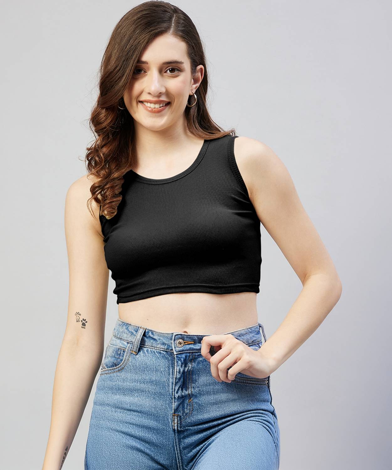 BLINKIN Casual Solid Women Black Top