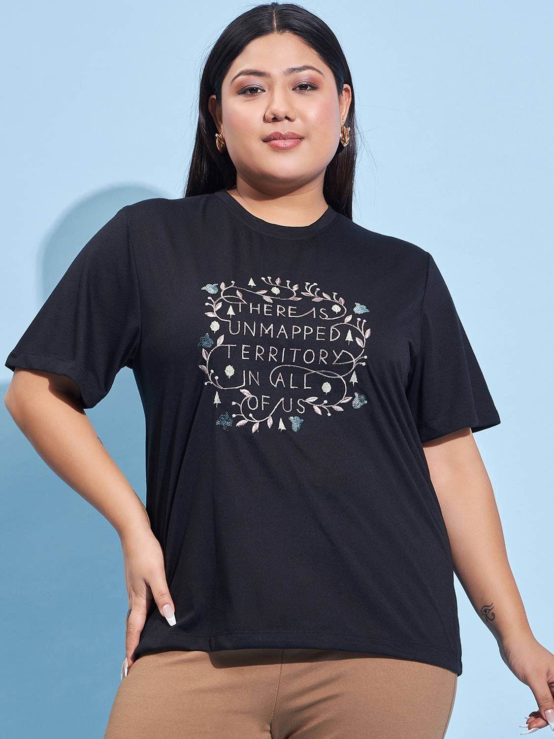 Austivo Casual Printed Women Black Top