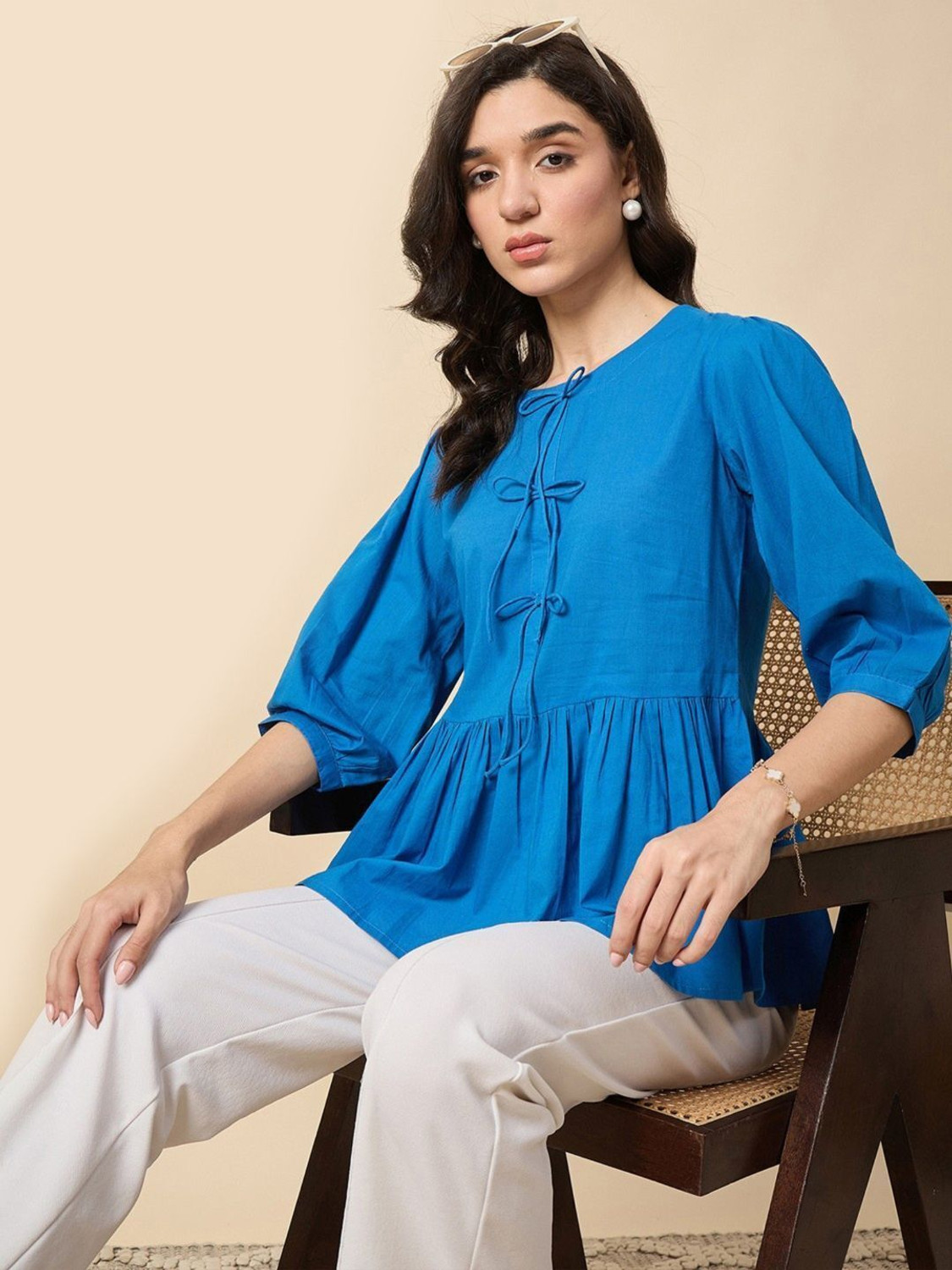 Image of ZUMMER Casual Solid Women Blue Top