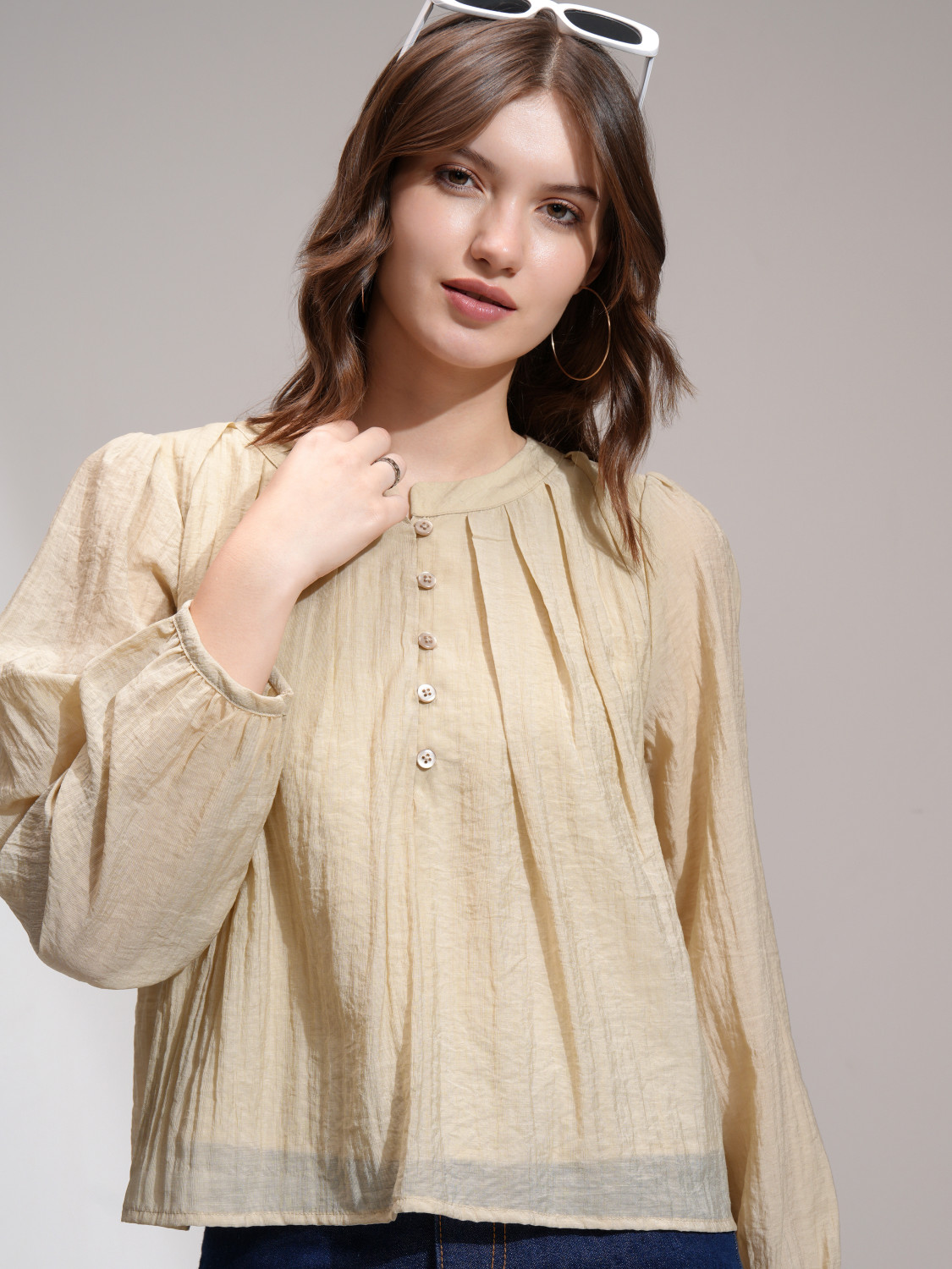 Image of Tokyo Talkies Casual Solid Women Brown Top