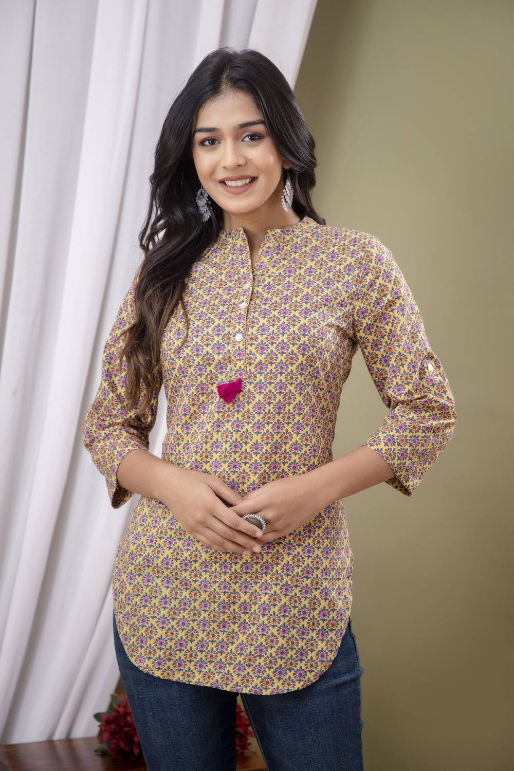 A&k Casual Printed Women Blue, Pink Top