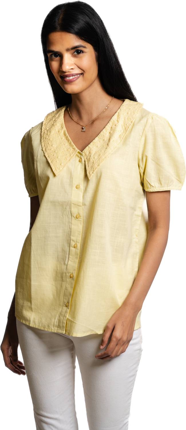 Amadore Casual Solid, Self Design Women Yellow Top