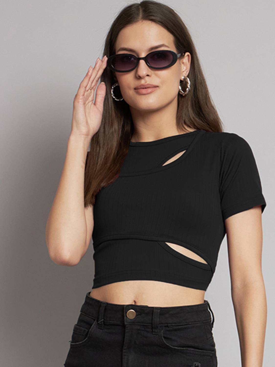 ADDYVERO Casual Solid Women Black Top