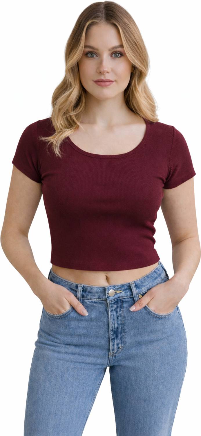 Aphe Fashion Casual Self Design, Solid Women Maroon Top