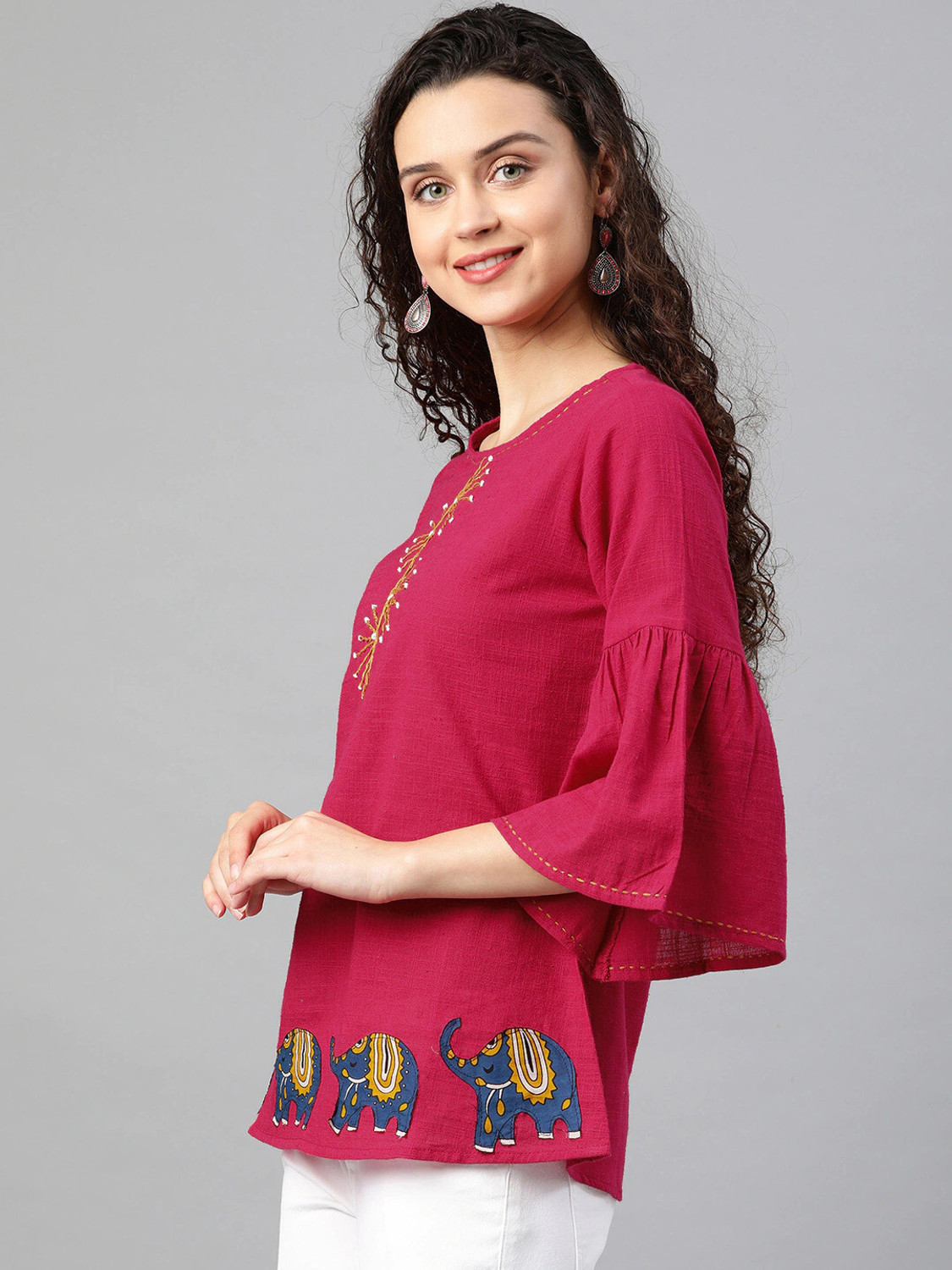 Image of HouseOfCommon Casual Printed Women Pink Top