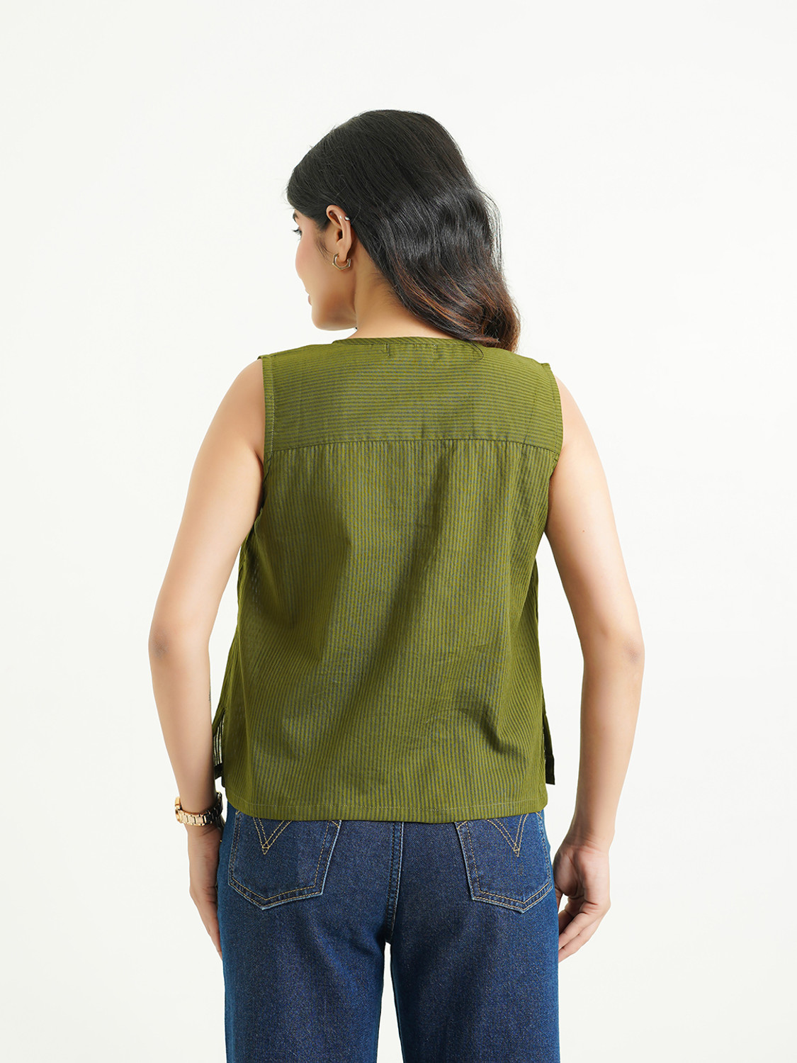 Image of GOODHAND Casual Floral Print Women Green Top