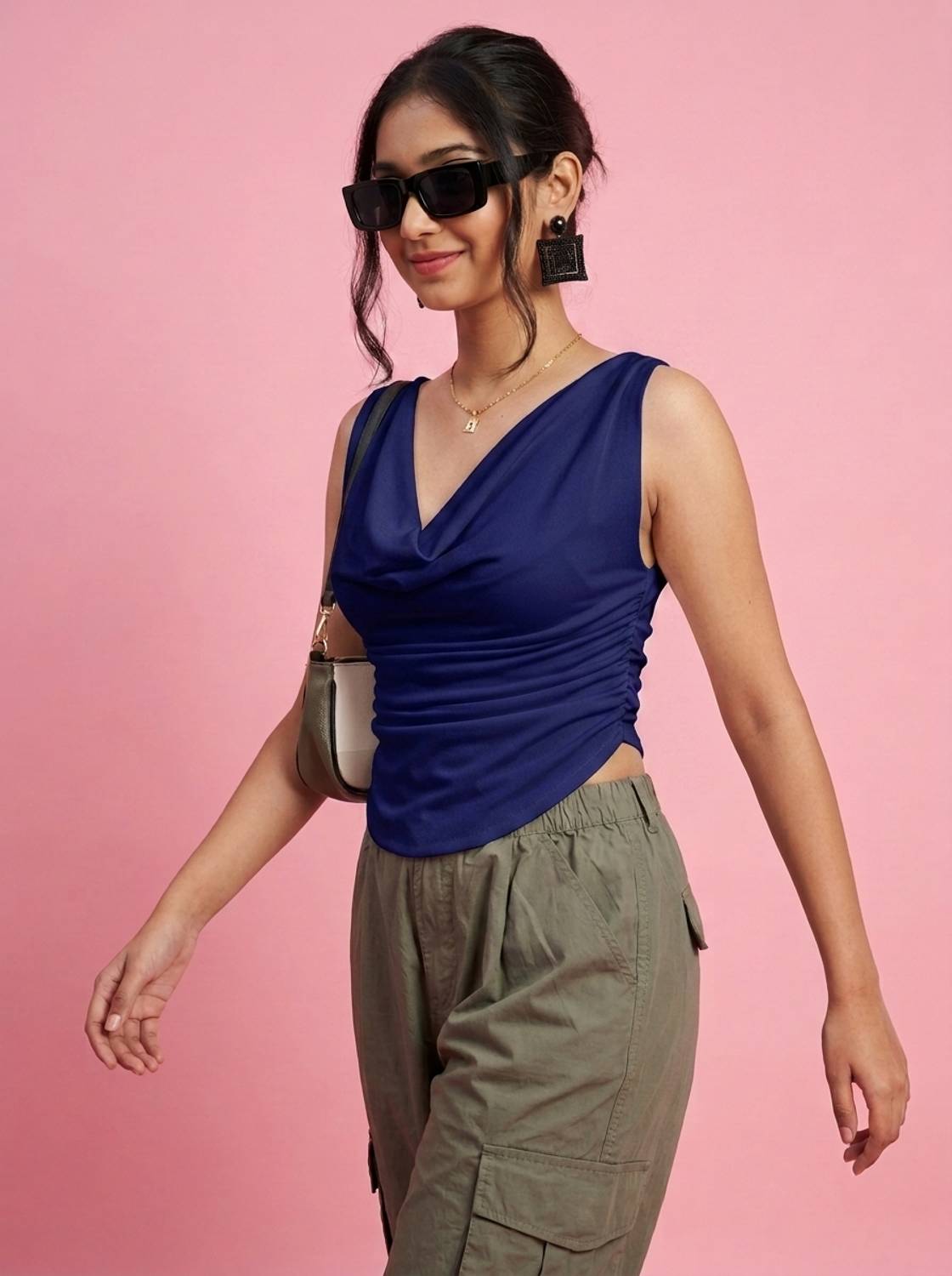 Istyle Can Dark Blue Sleeveless Women Top - Image 1