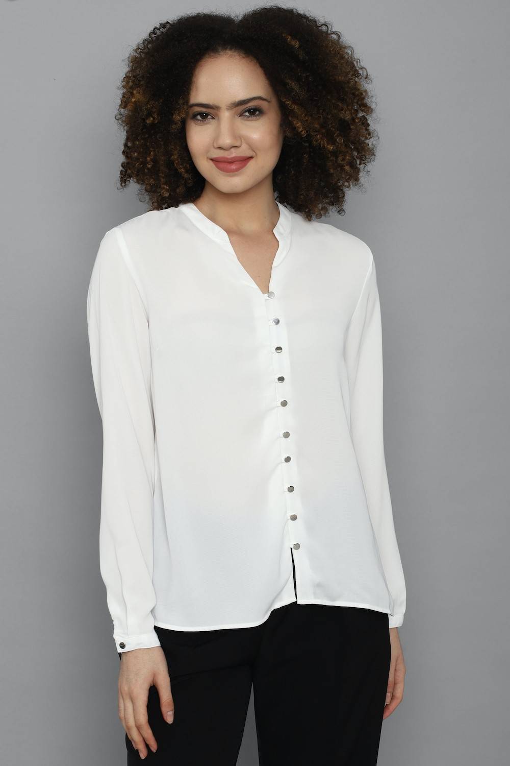 Allen Solly Casual Solid Women White Top