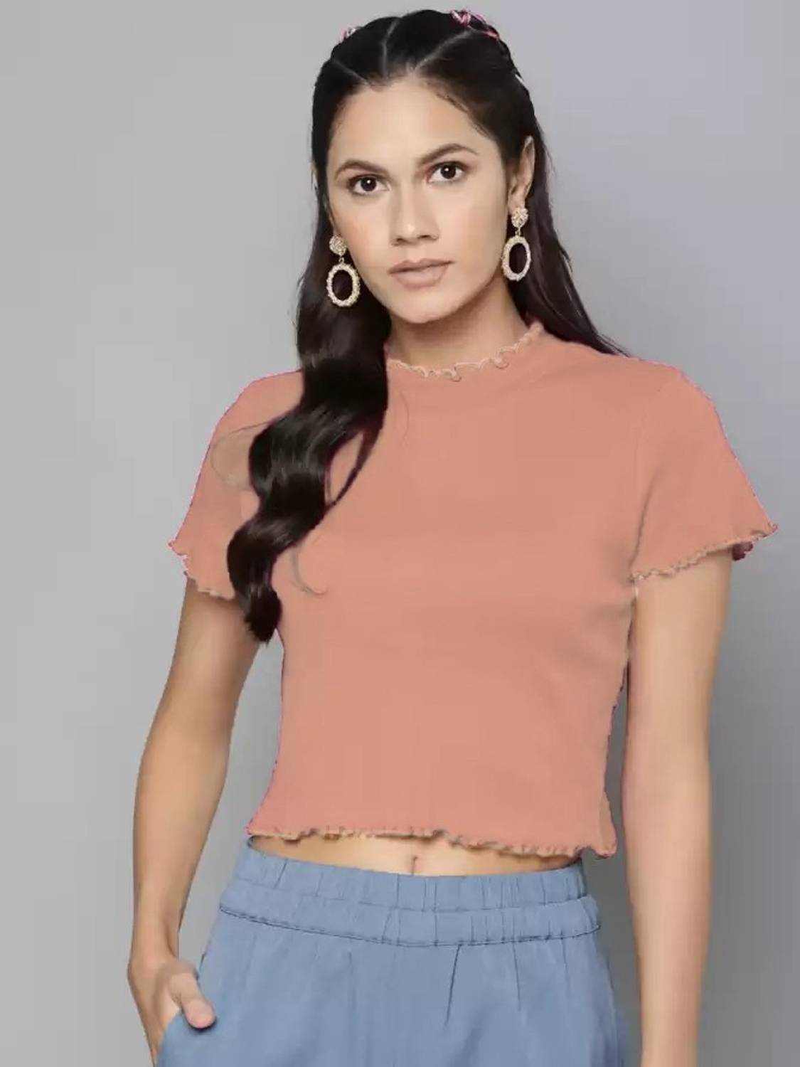 Absorbing Casual Solid Women Orange Top