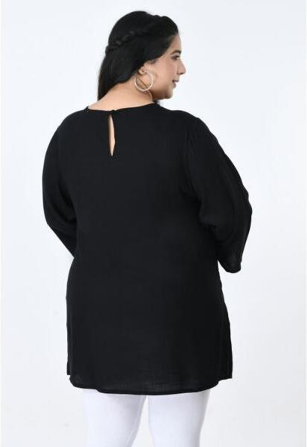 Image of VAAMII Casual Embroidered Women Black Top