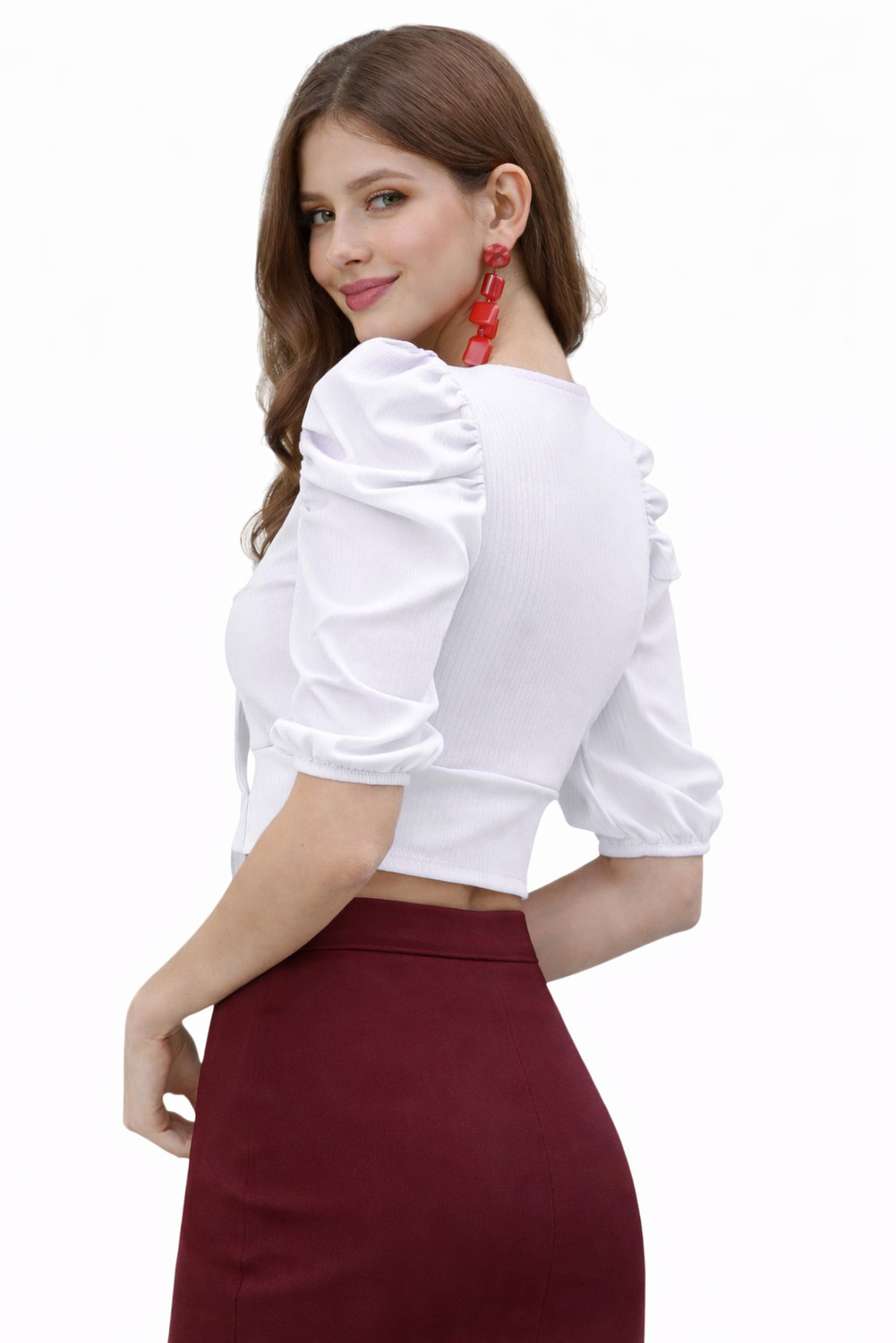 Image of WOMEN MODE Casual Self Design, Solid Women White Top