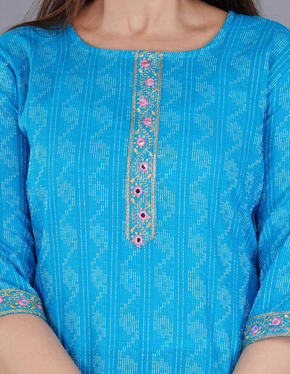 Image of AK FUSION Casual Printed Women Light Blue Top