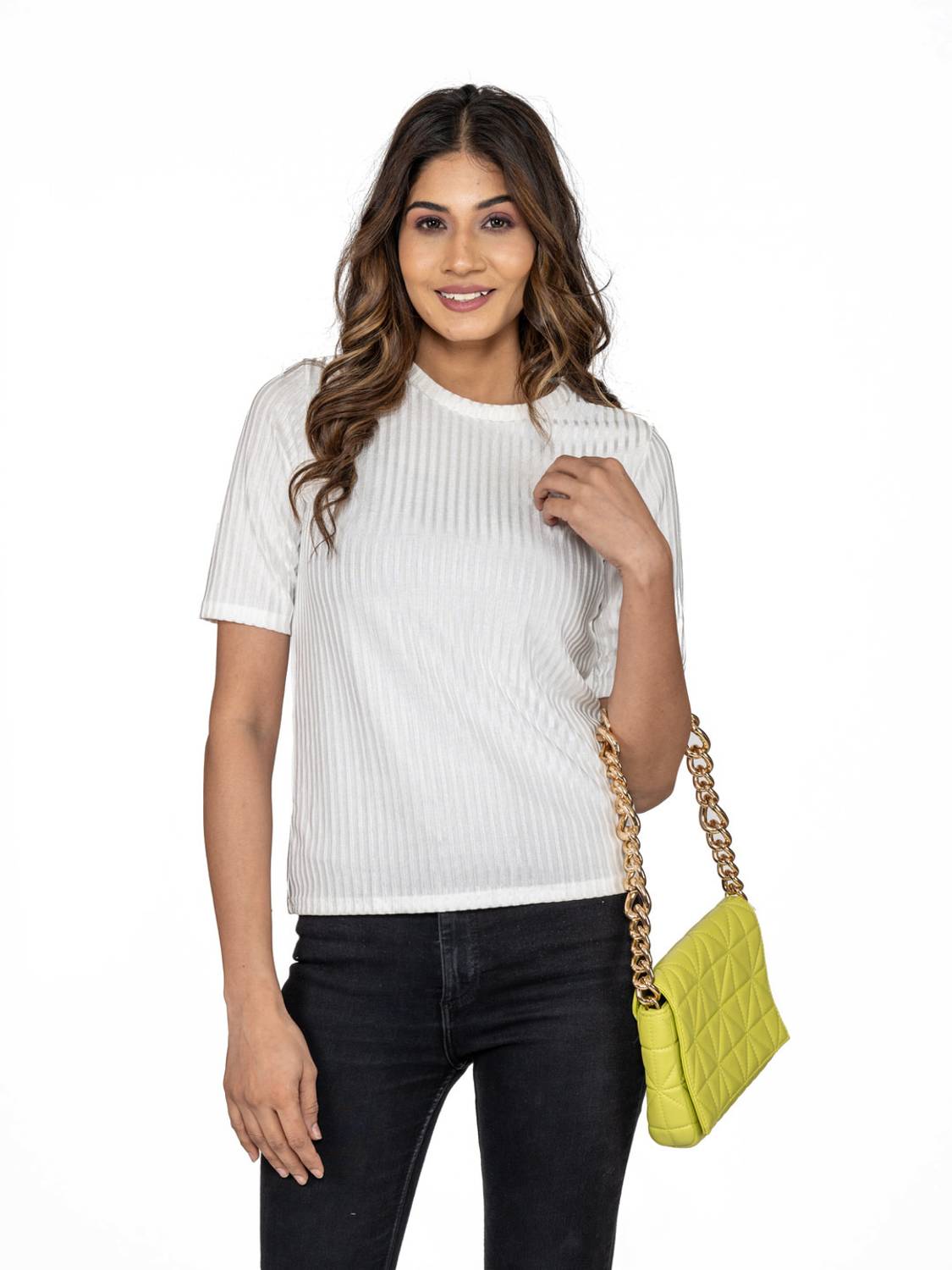 Amadore Casual Self Design Women White Top