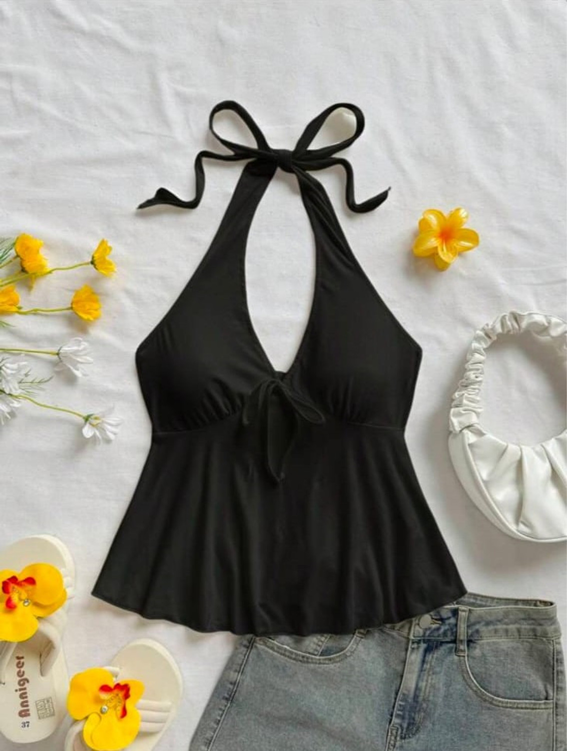 Image of KASTURI Casual Floral Print Women Black Top