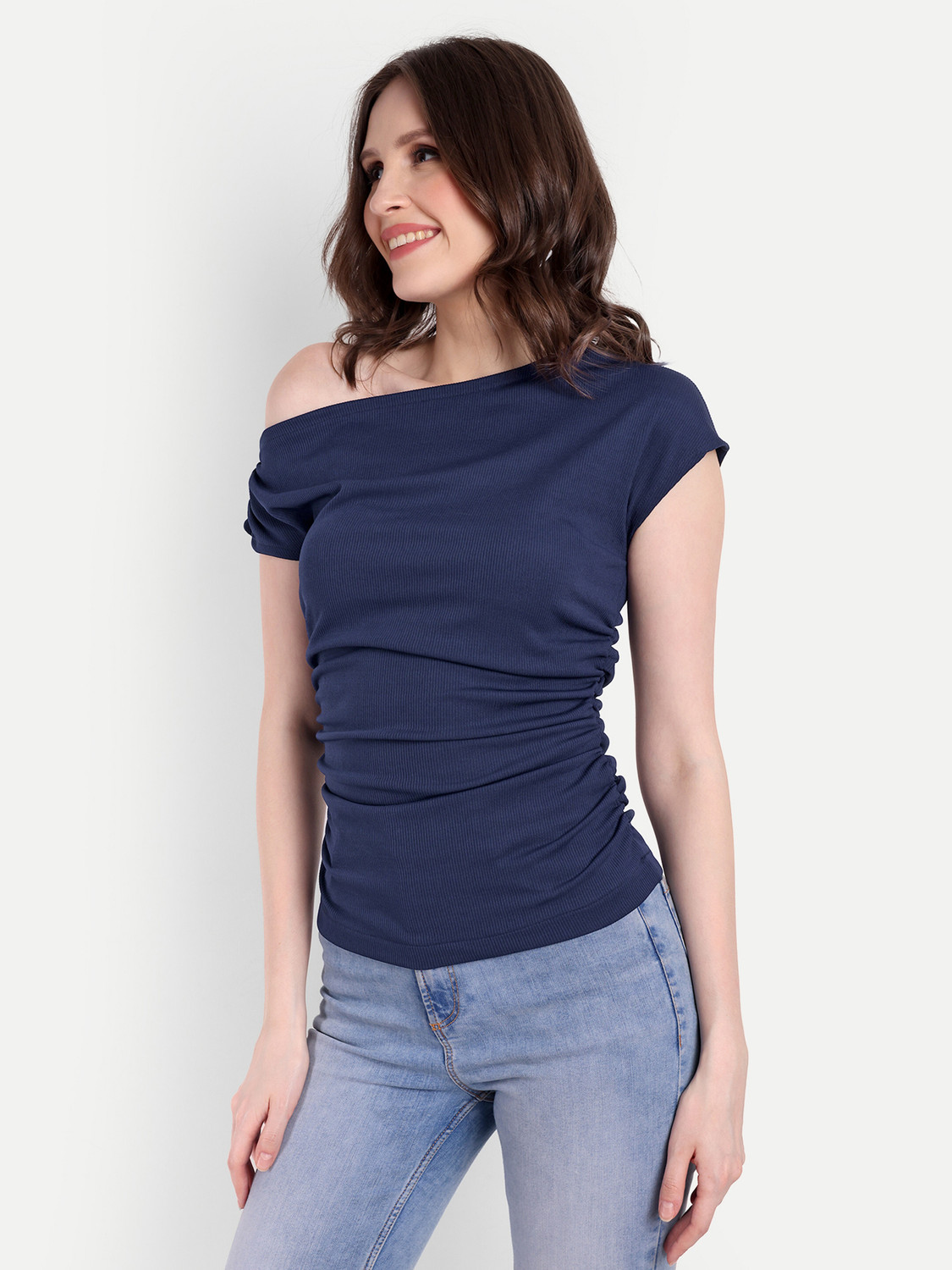 Image of METRONAUT Casual Solid Women Dark Blue Top
