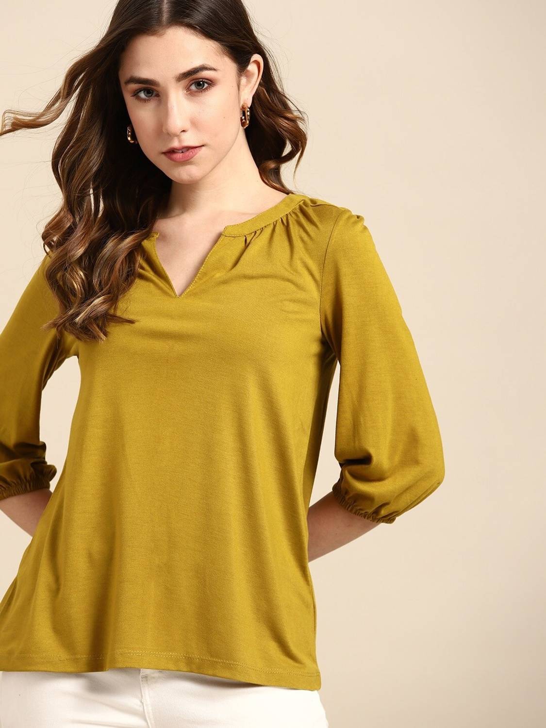 all about you Casual Solid Women Yellow Top
