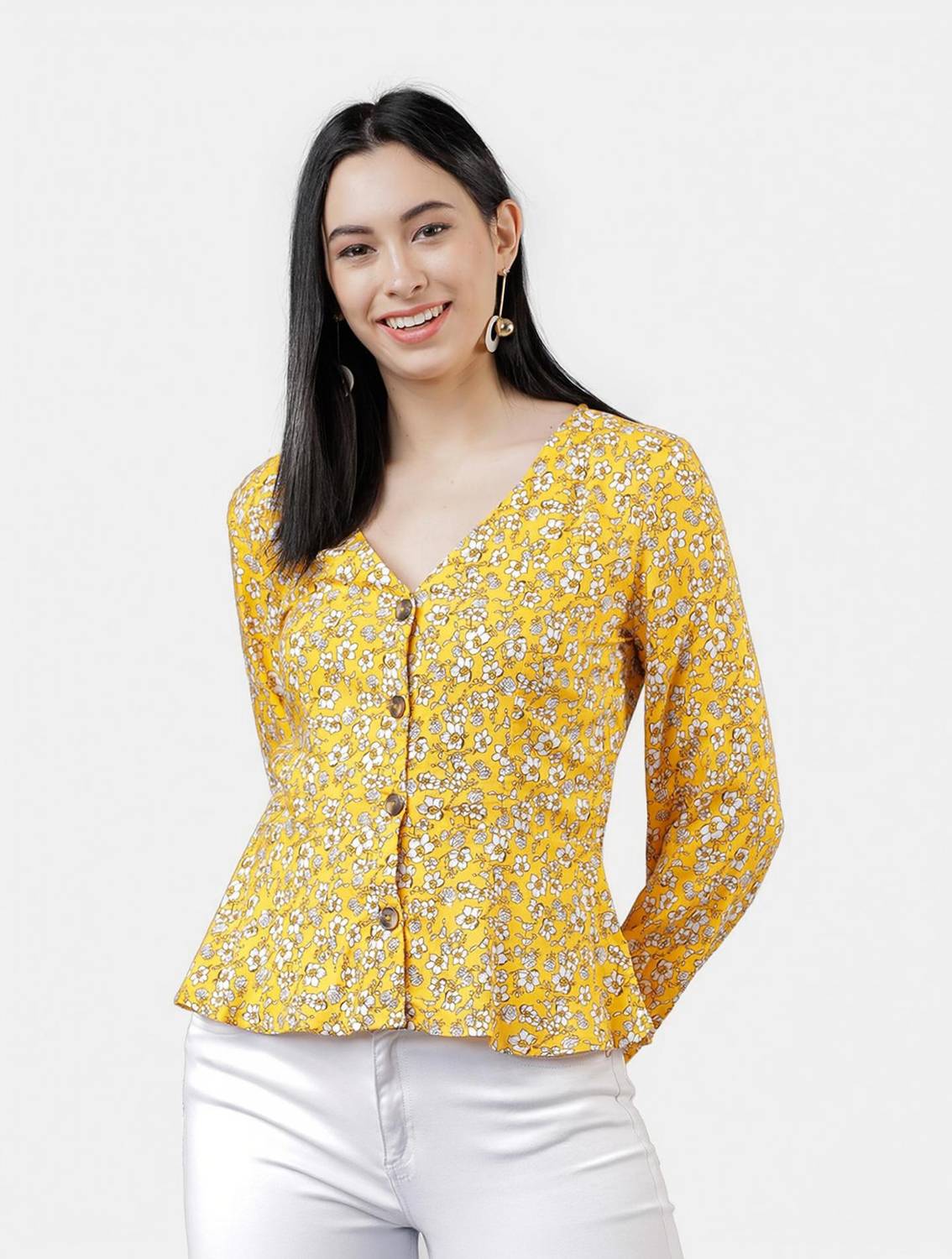 トップス tatsu Tokyo Talkies Casual Full Sleeve Solid Women Yellow Top - Buy