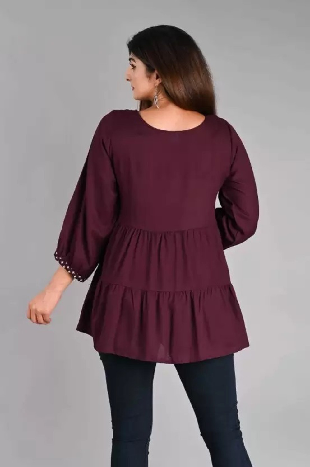 Image of Sheffali Creation Casual Printed Women Black Top