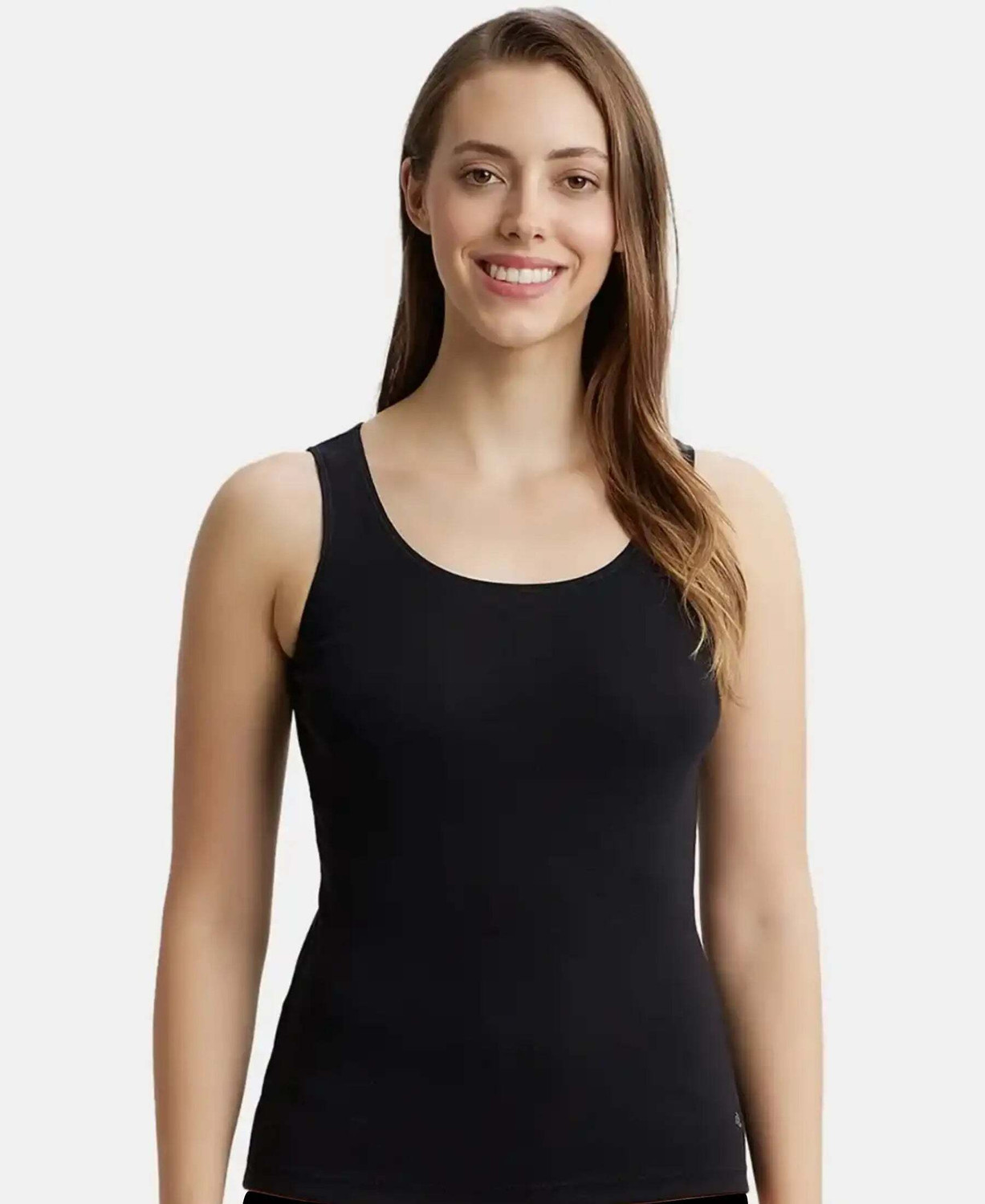 Image of JOCKEY Casual Sleeveless Solid Women Black Top