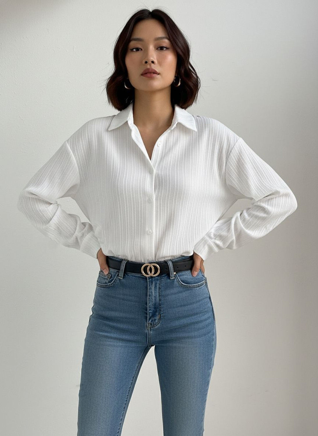 Image of Leriya Fashion Casual Self Design Women White Top