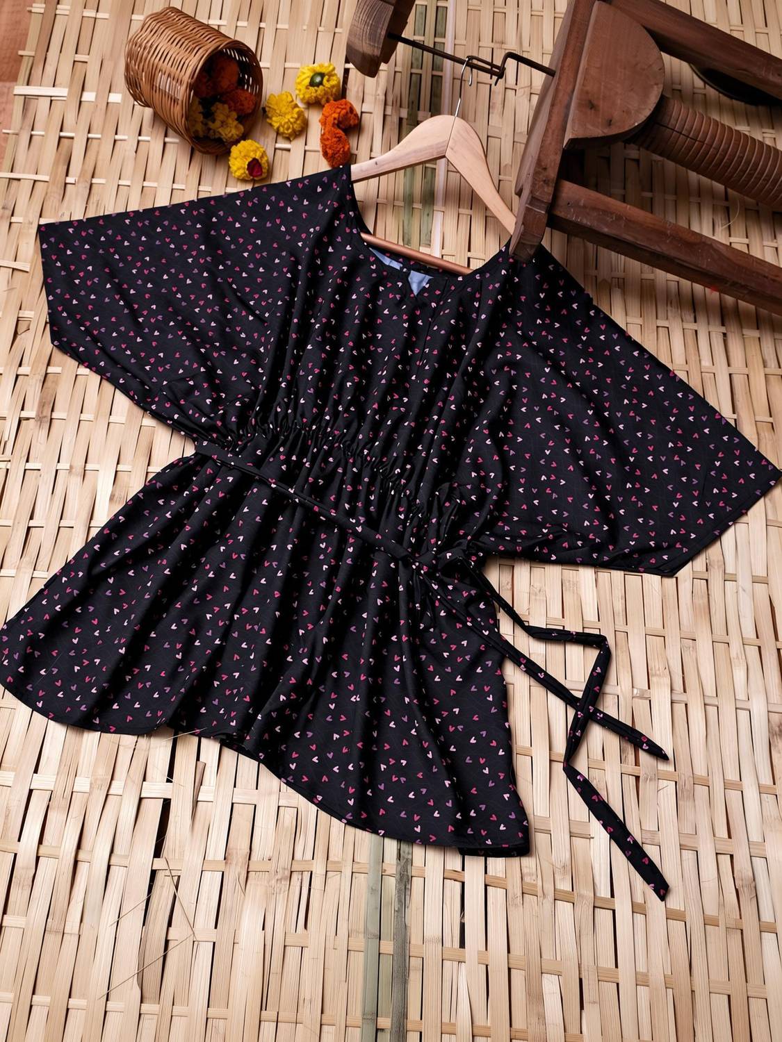 Aumira Casual Printed Women Black Top