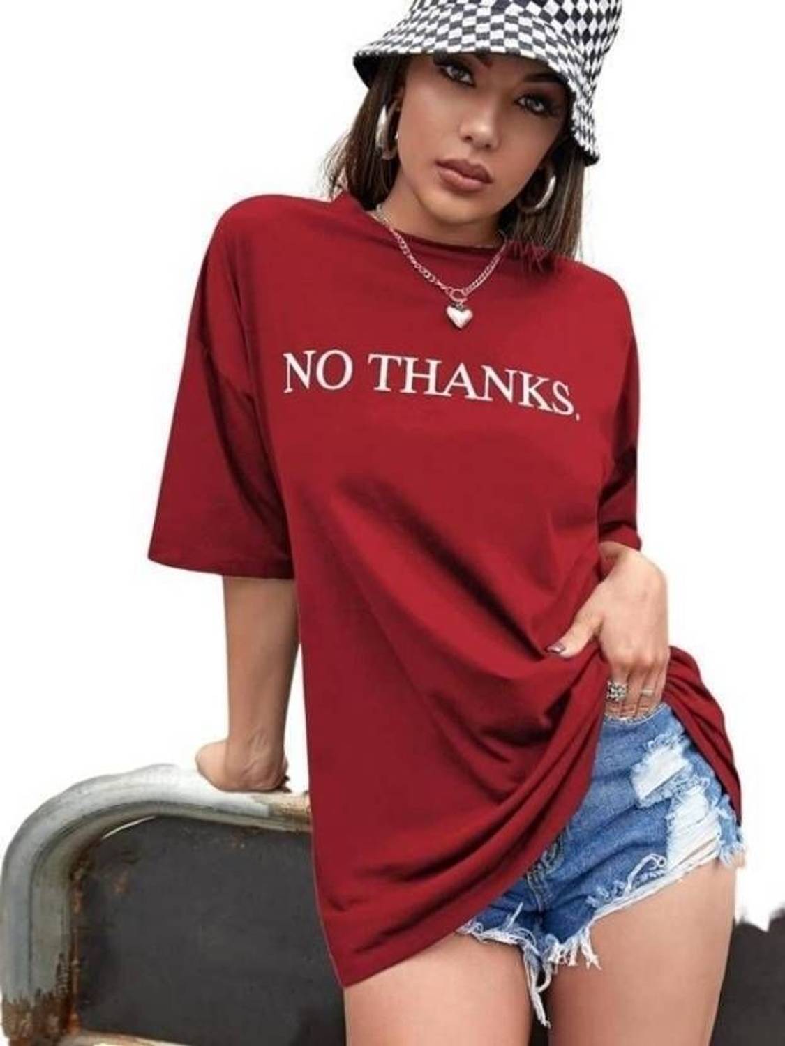 Baeship Casual Self Design Women Red Top
