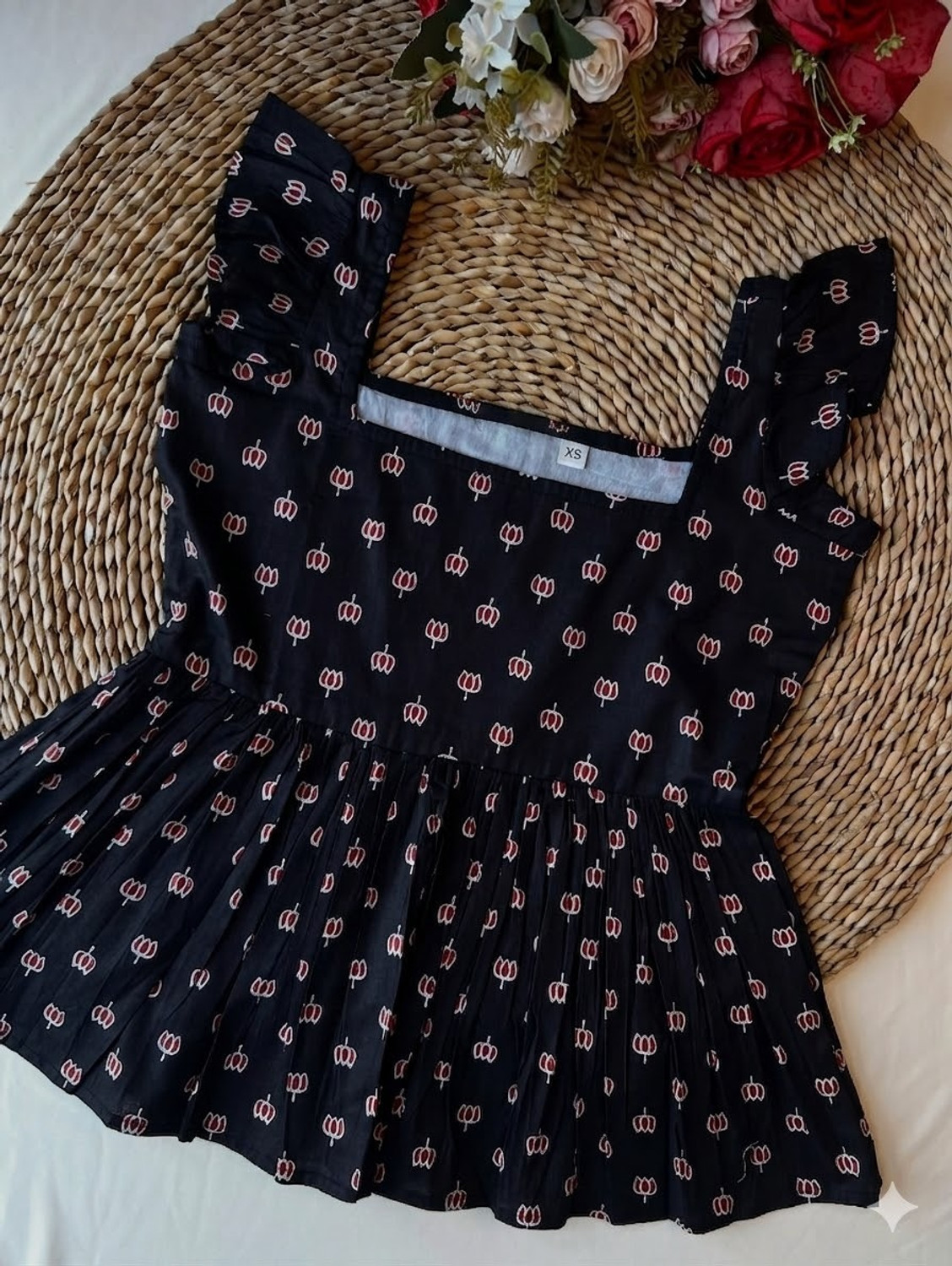 Image of RADHAJITHELABLE Casual Printed Women Black Top